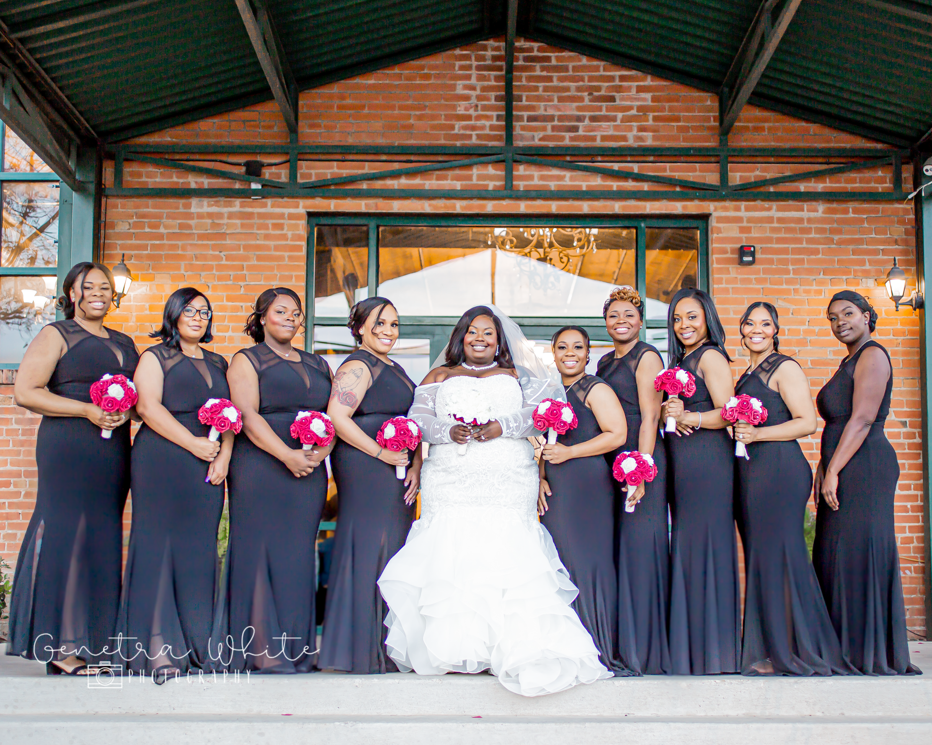 Waco Texas Wedding Photographer of Bridal Party at Phoenix Ballroom for Black Couple