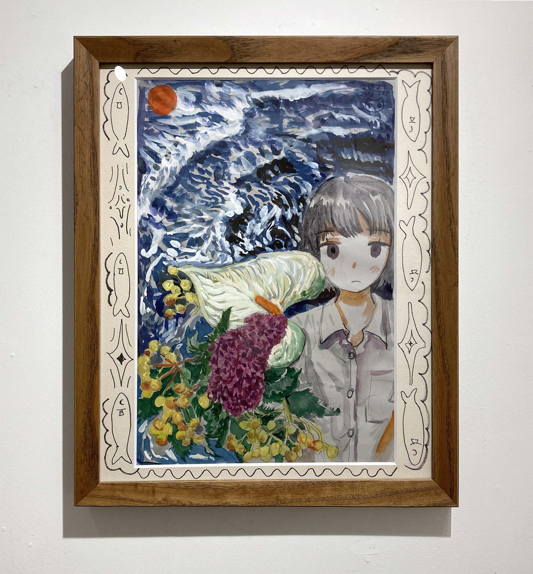 No.59 / みなはむ『夏の花束』/ 素材:透明水彩、アクリル / 制作年:2021 / サイズ:W272×H394mm / SOLD OUT