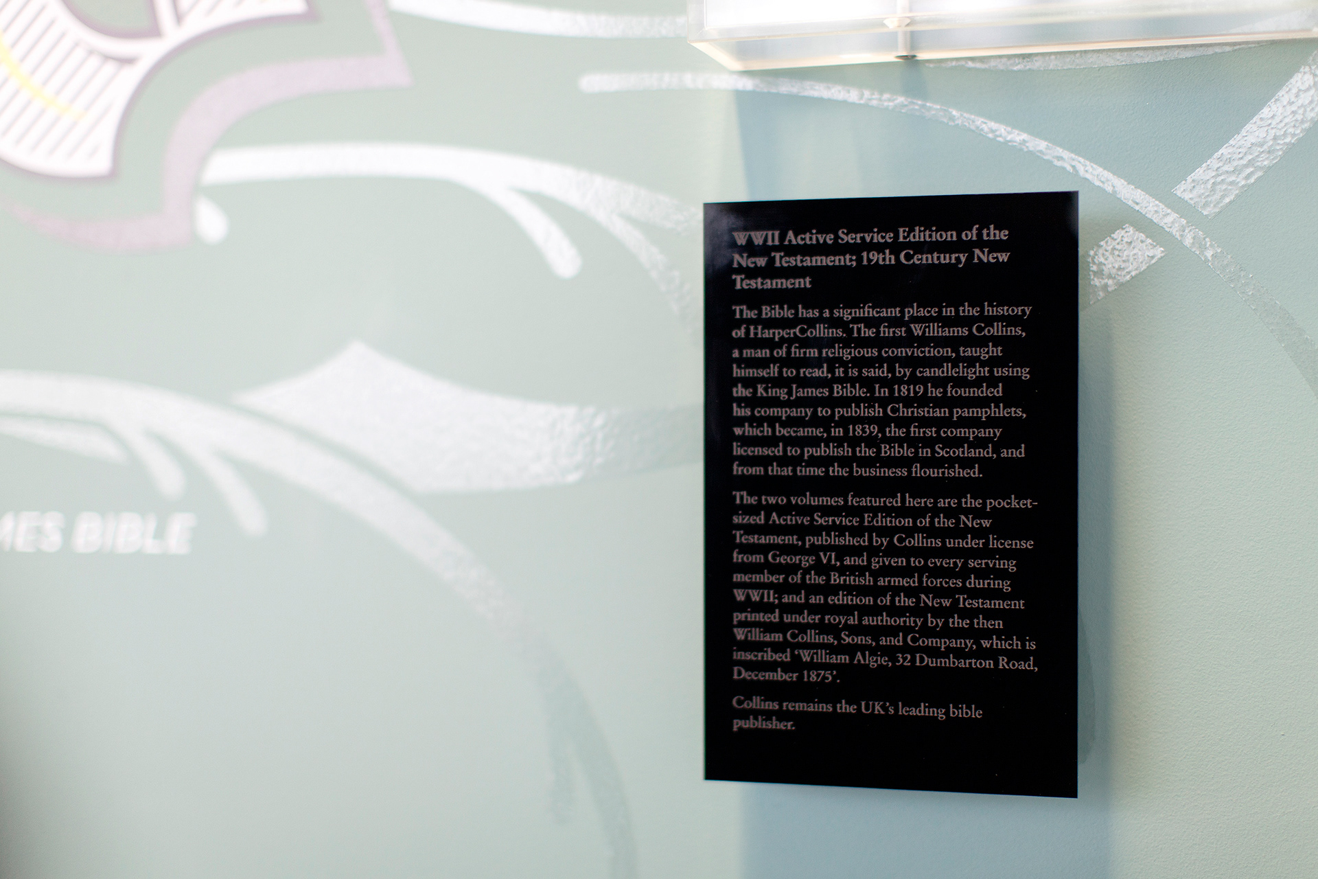 harper collins office mural bible plaque