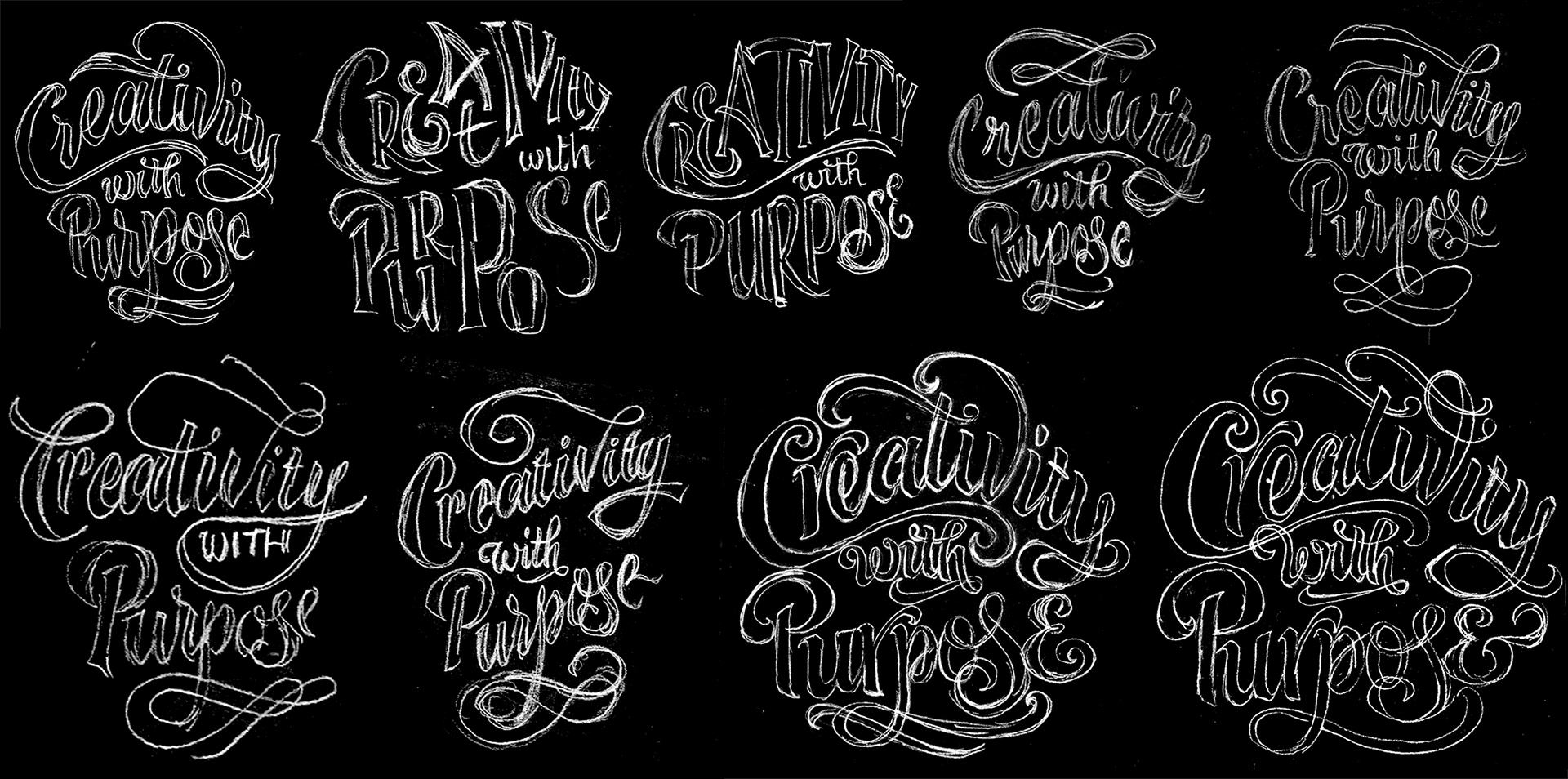 sketch hand lettering mural flourishes