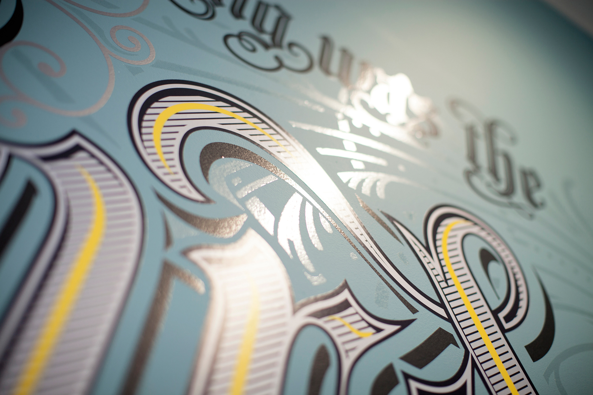 harper collins office typographic vector lettering mural bible close up
