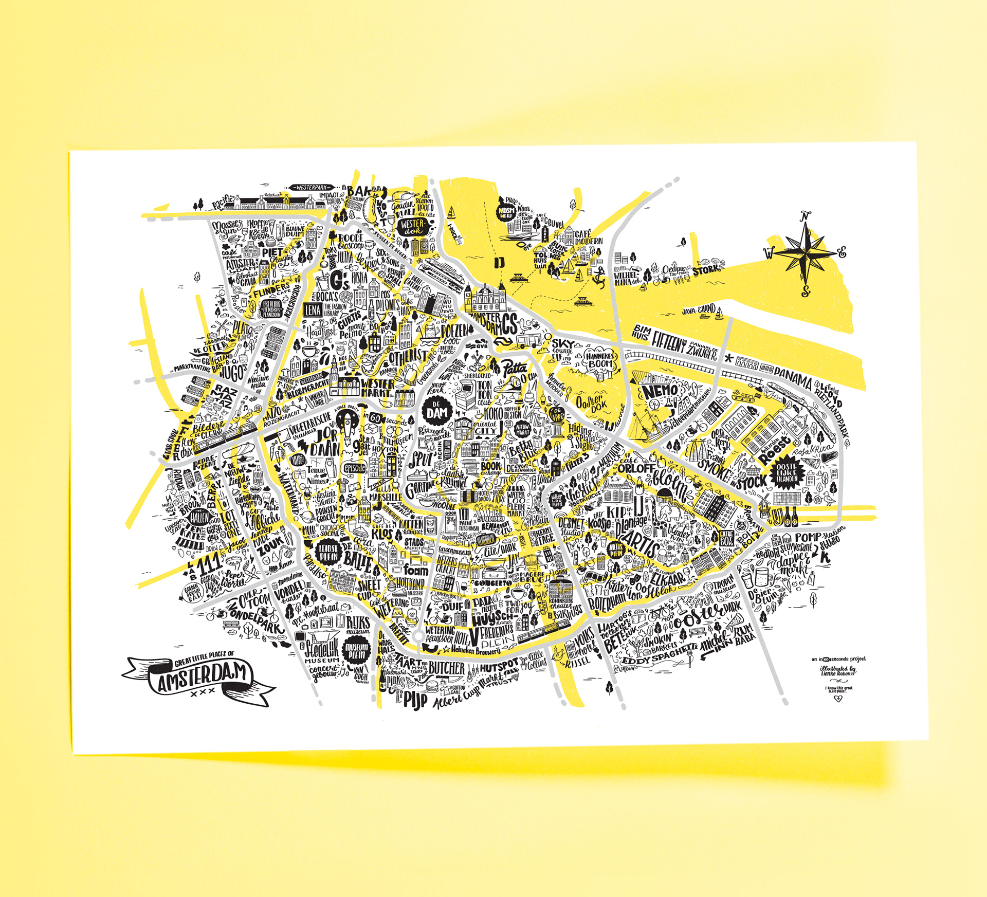 Lienke Raben Illustration Design Great Places Of Amsterdam Map