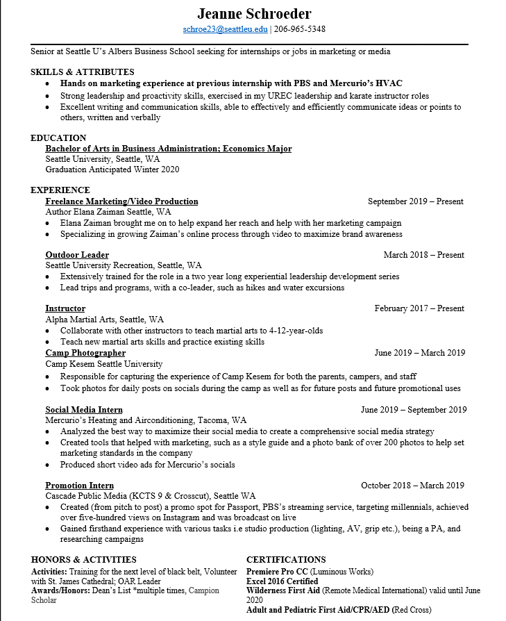 Jeanne Schroeder - Resume