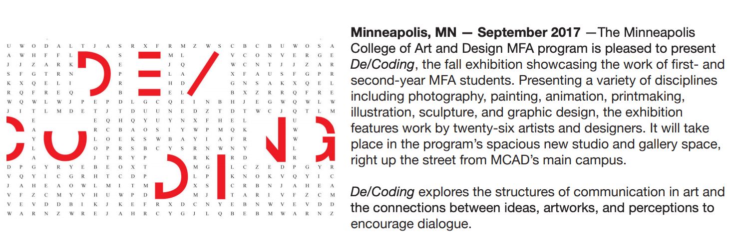 Zoe Cinel De Coding 2017 Mcad Mfa Fall Show