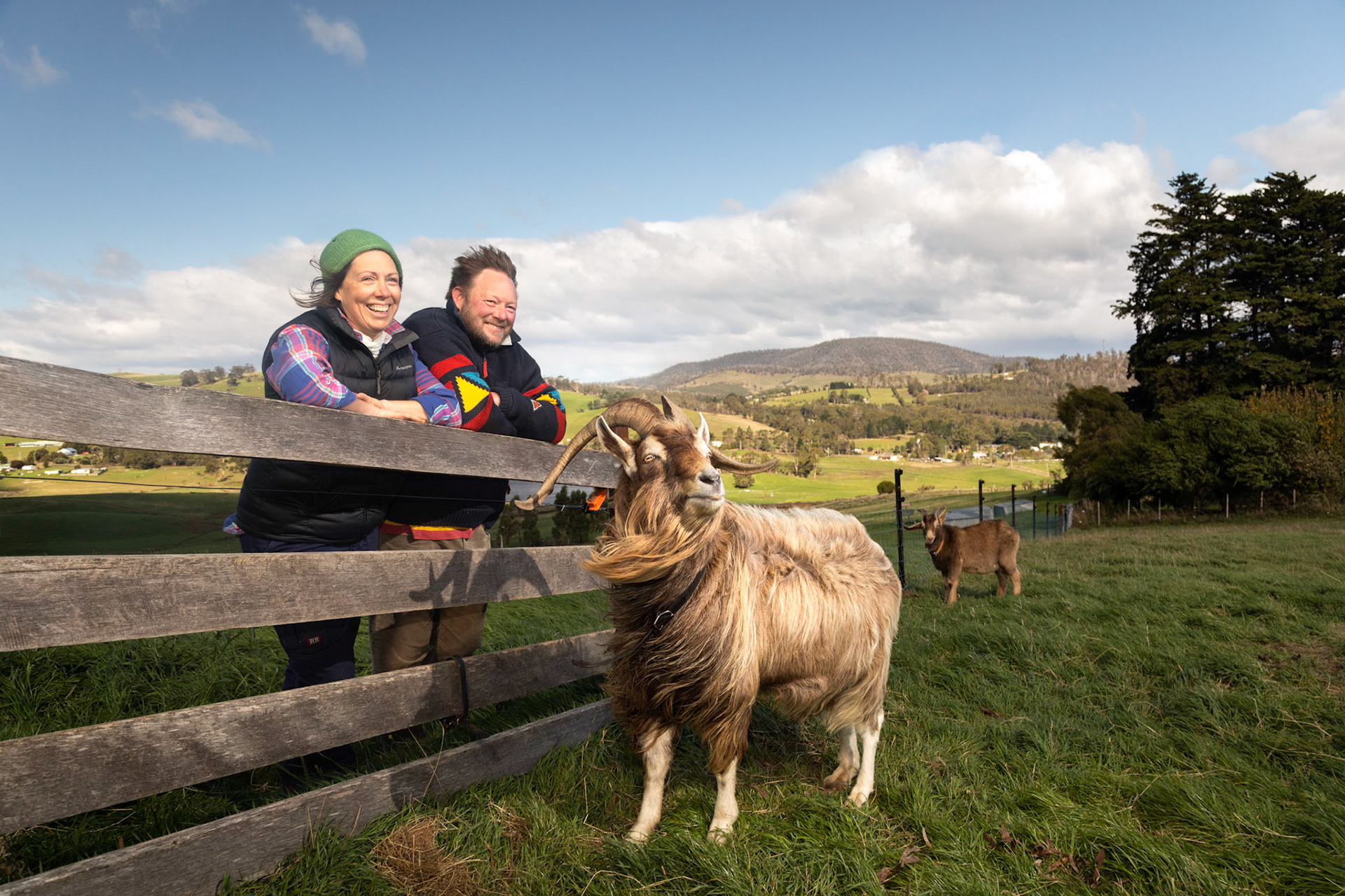 Iain and Kate Field of Leap Farm at Copping in Southern Tasmania.