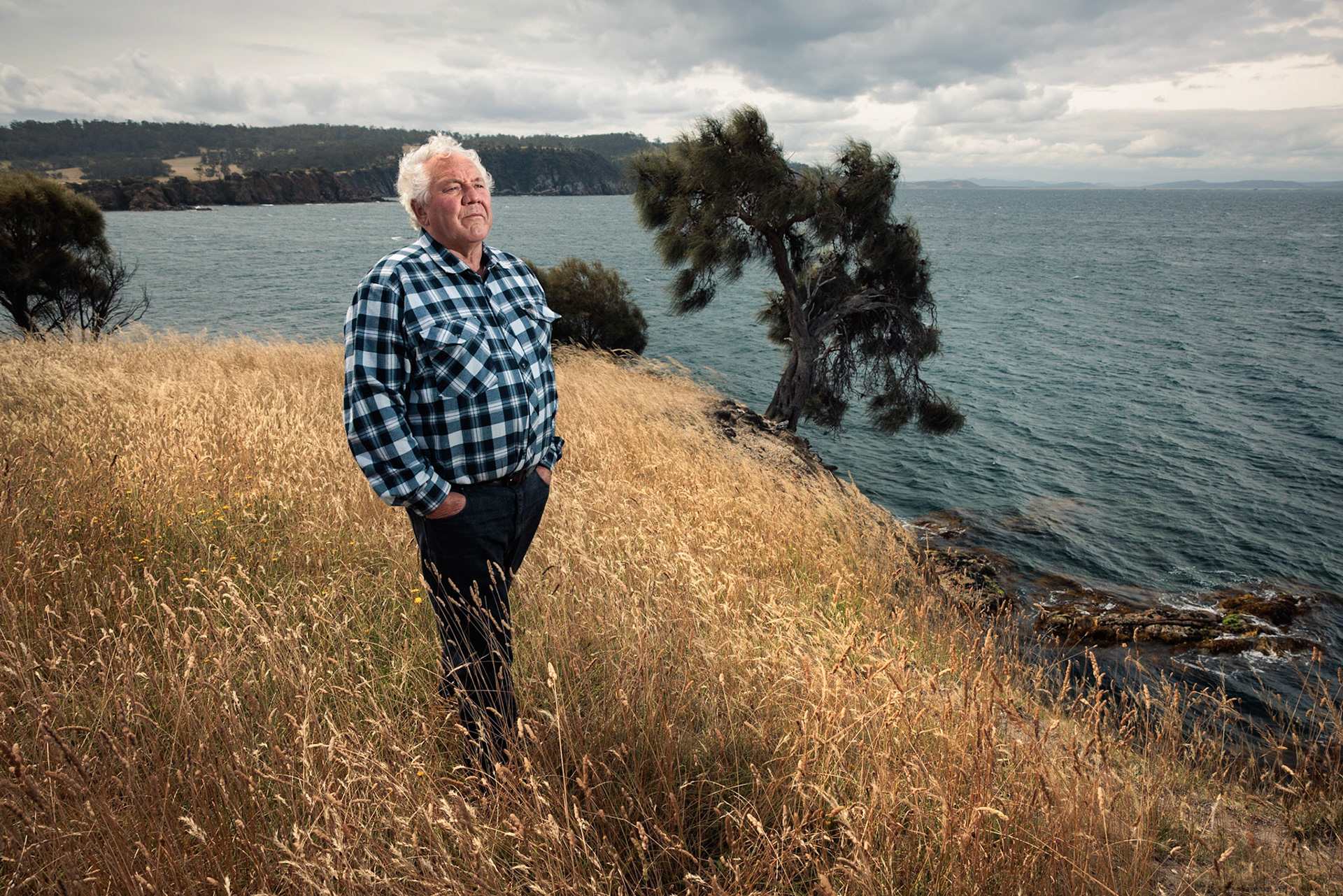 Tasmanian Palawa man Rodney Dillon at Murrayfield Station on Bruny Island,Tasmania. 05/01/2022 for The Australian