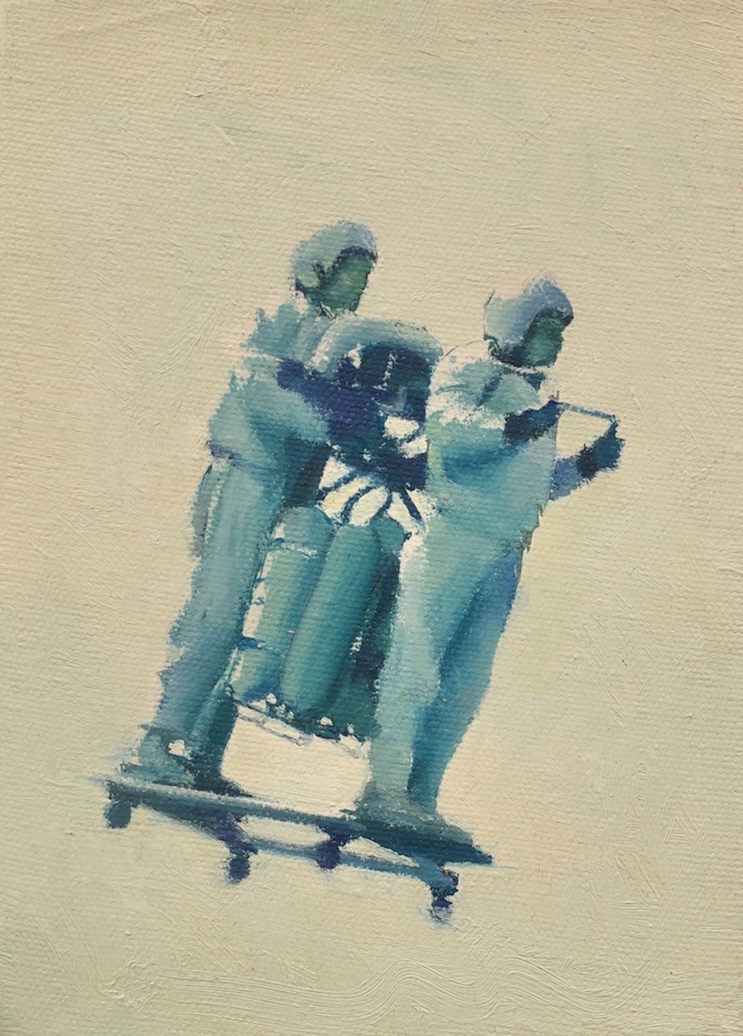 Jet Pack (Double Figure), 2011, 7" x 5", oil on canvas