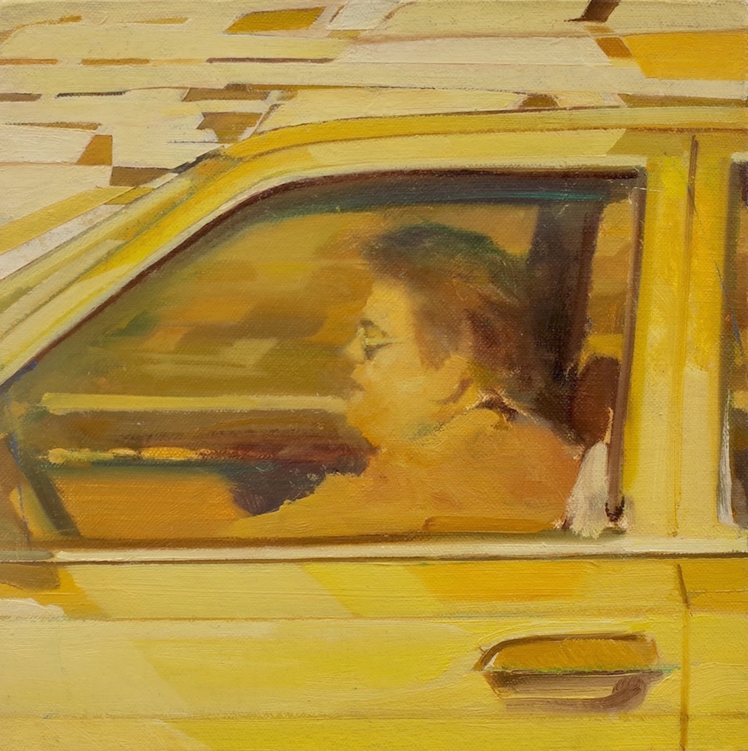 Drive-O-Bots 5, 2012, 7 7/8” x 7 7/8”, oil on canvas