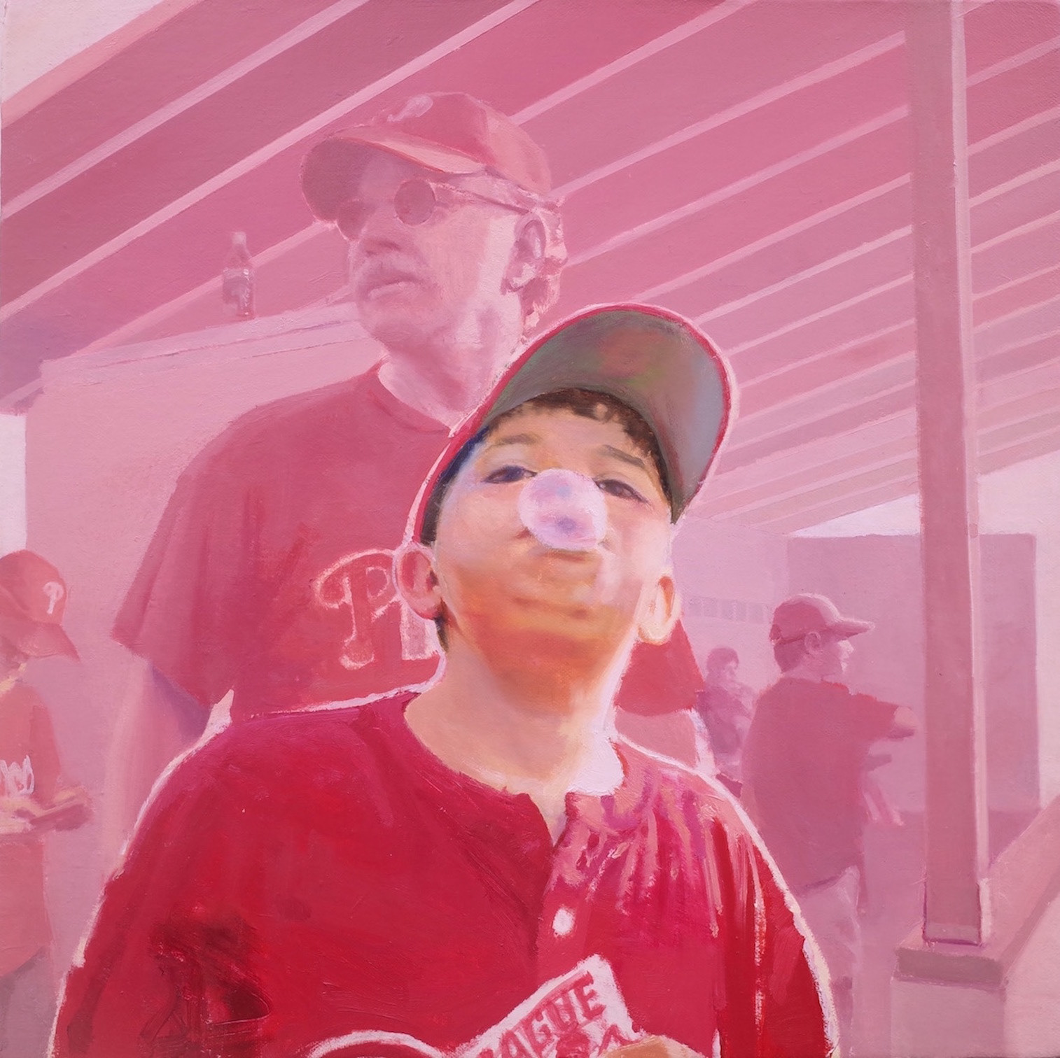 Baseball Bubble (Progress), 2012, 10” x 10”, oil on canvas