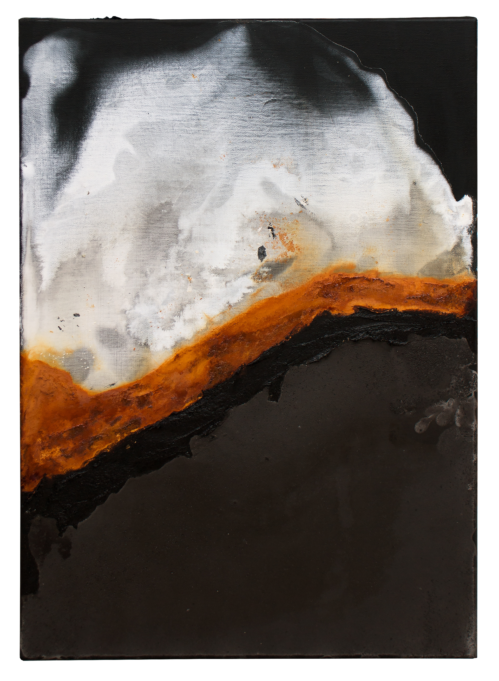 Tailings Pond 20 - 70 x 50 cm - 2018 - emulsion paint, bitumen, iron, iron oxide, acid and synthetic resin on canvas