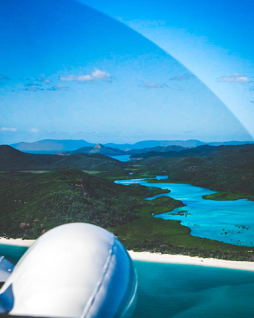 - Flying over the spectacular Whitehaven sands, Whitsunday islands....