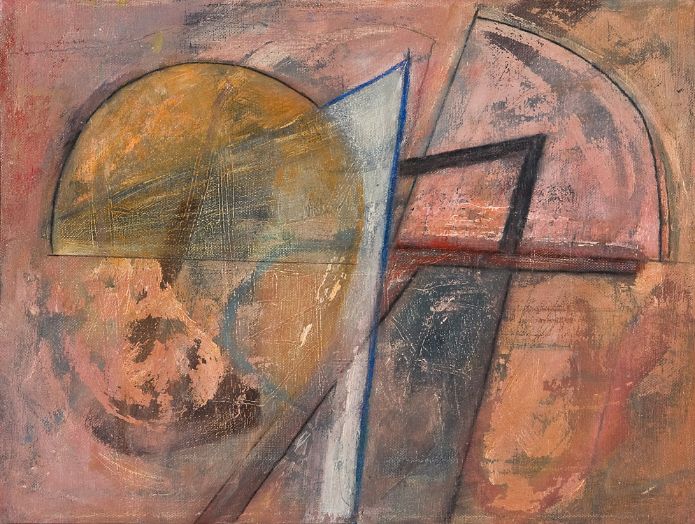 After visiting with David Deutsch, Oxford UK (2009) Oil and mixed media on canvas 12 x 16 inches, 13 x 17 inches framed