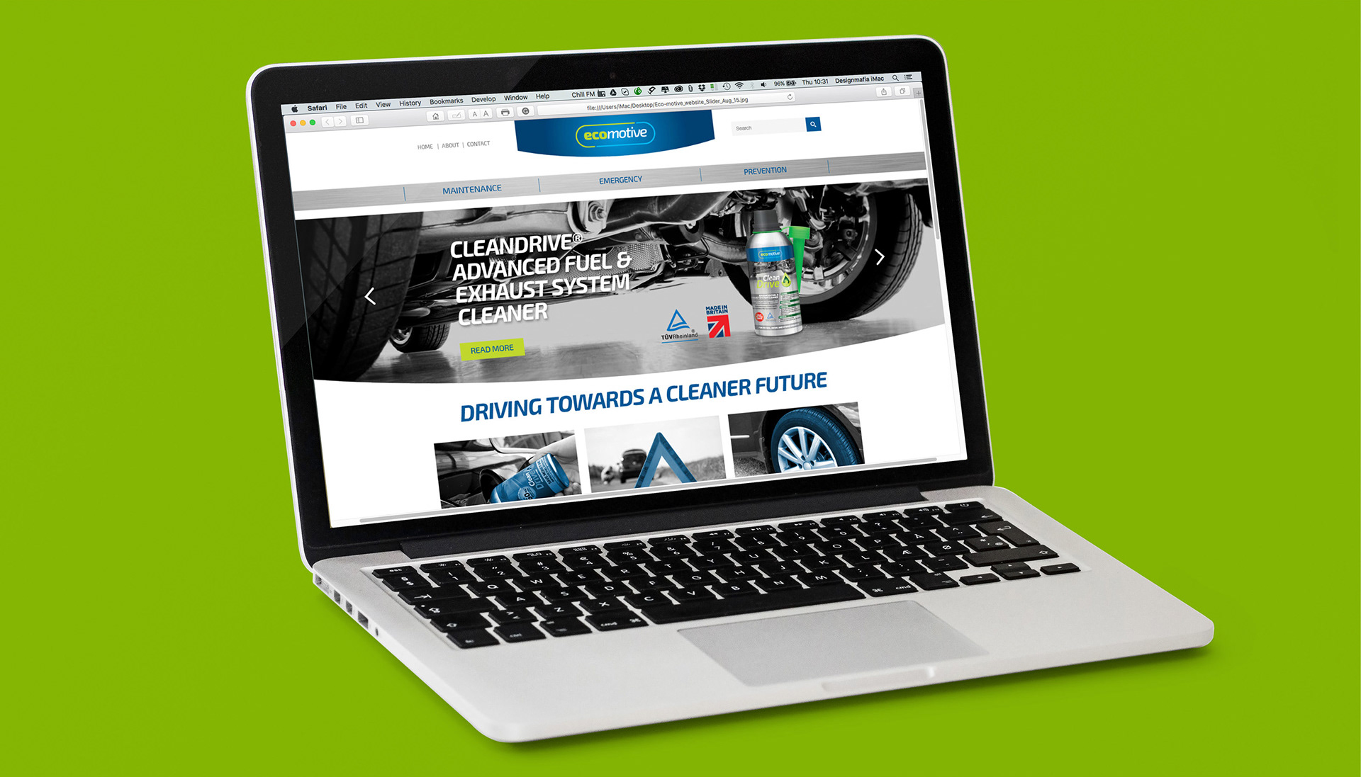 Image of Eco-motive website design on laptop