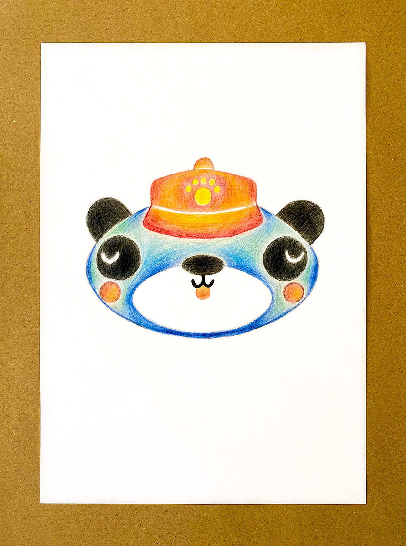 Male Panda Drawing, graphite and coloured pencils on Bristol pad paper, 29.7 x 21 cm, 2020.
