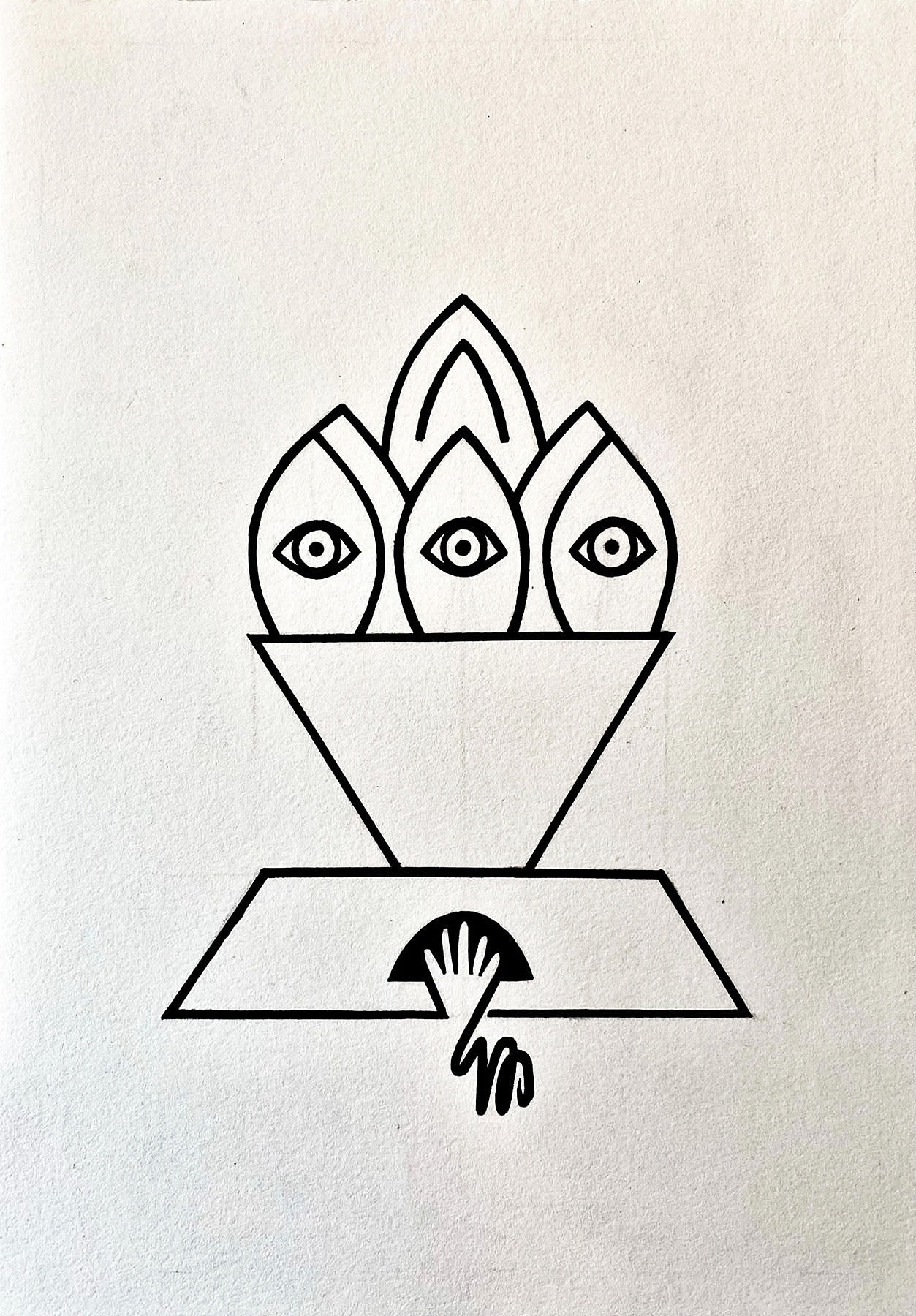 The Eyed Leaves, marker pen on card paper, 29.7 x 21 cm, 2020.