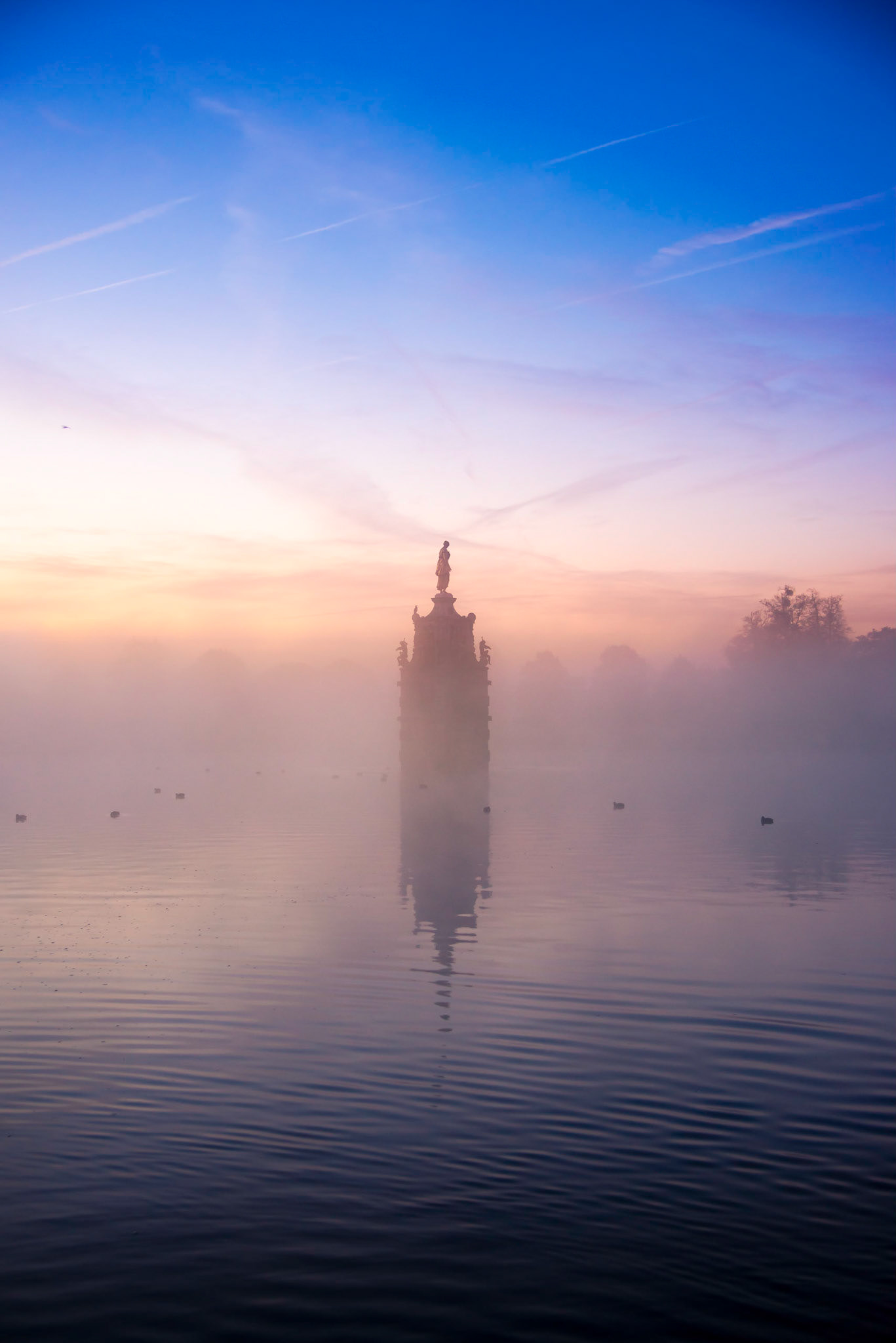 Diana Fountain in the mist
