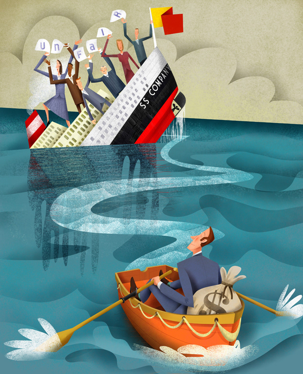 Gregory Baldwin The Sinking Ship Editorial Illustration