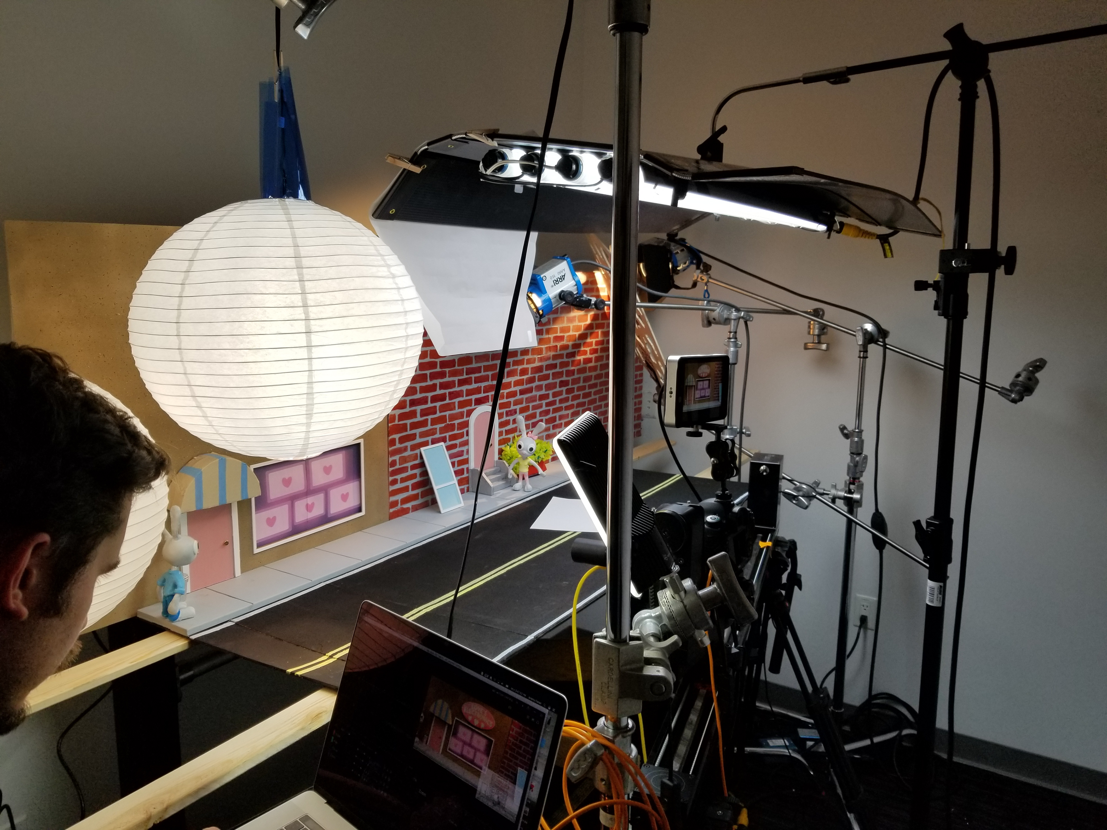 Setup for the opening tracking shot.