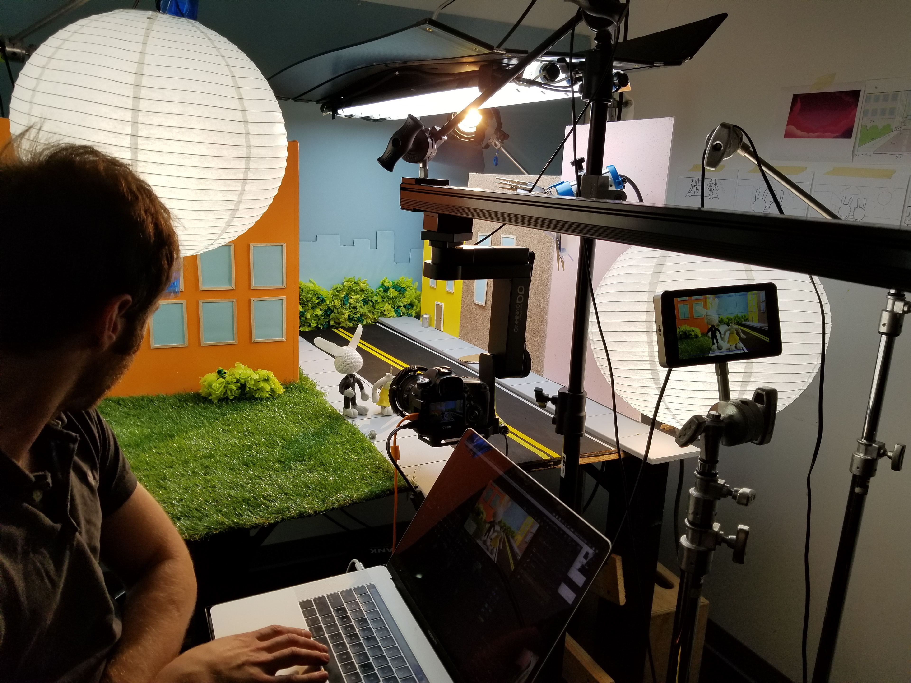 Programming the camera move for the sidewalk.