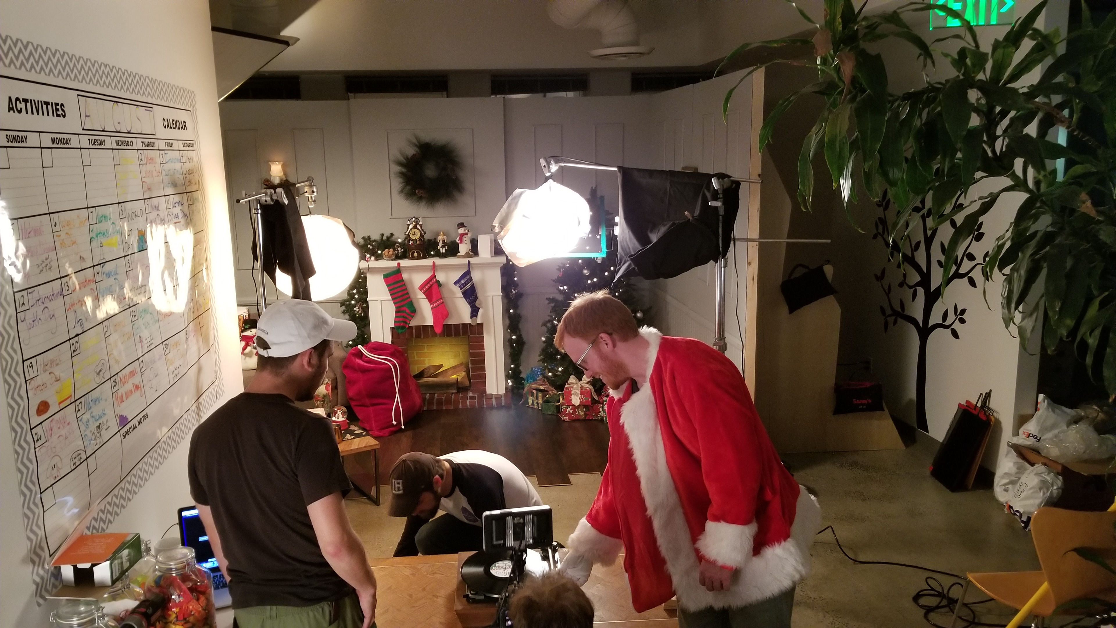 Working on lighting and blocking with Santa played by none other than Clinton Fanelli.