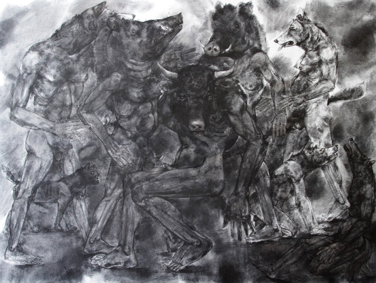Aus der Serie Dunkle Zeichnungen Kohle auf Leinwand, 120x 160 cm