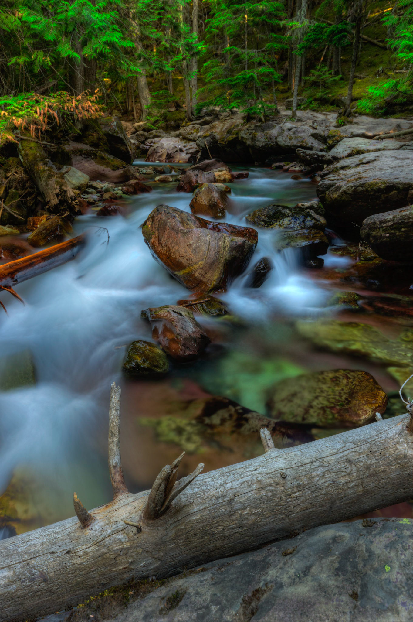 Avalanche CreekGlacier National ParkJuly 30, 2015This is an HDR image consisting of 5 exposures merged in Photomatix Pro. Additional processing in Lightroom and Photoshop.PENTAX K-3, Sigma 10-20mm f/4-5.6 EX DCISO 100 19 mm  2.0 sec at ƒ / 14