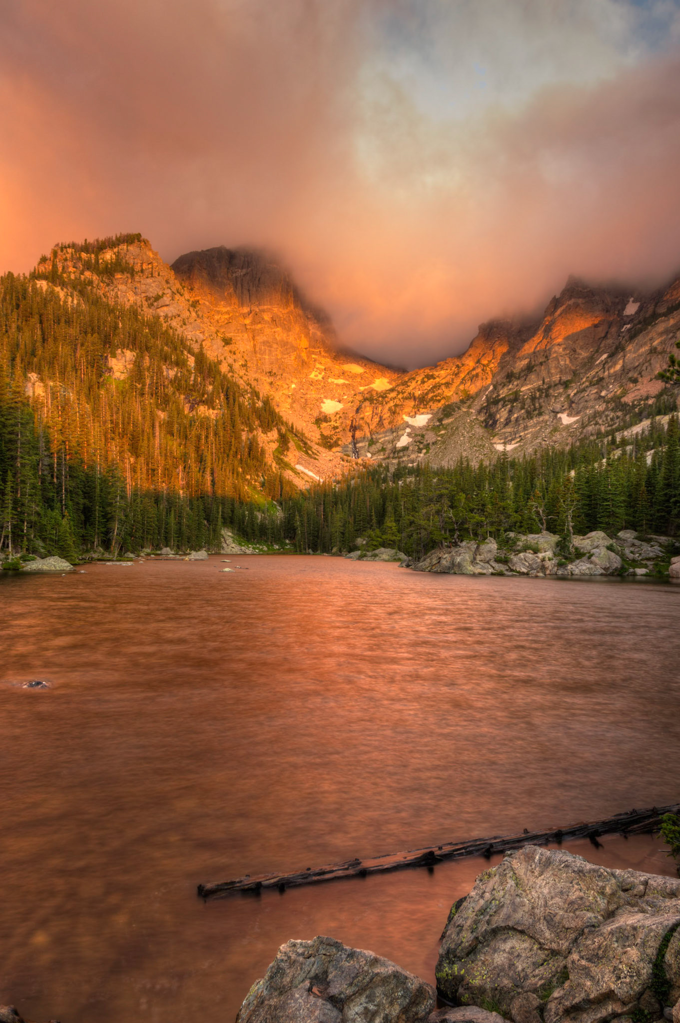 Dream Lake at sunrise. Rocky Mountain National Park6 August 2014PENTAX K-3, Sigma 18-250mm f/3.5-6.3 DC OS HSMISO 100 18 mm  2.0 sec at ƒ / 11Prints of my work are available from my website at http://www.fingolfinphoto.comFollow me on Facebook at http://www.facebook.com/fingolfinphoto or http://www.facebook.com/pesterleAlso, http://500px.com/pesterle   http://www.flickr.com/photos/fingolfinphoto