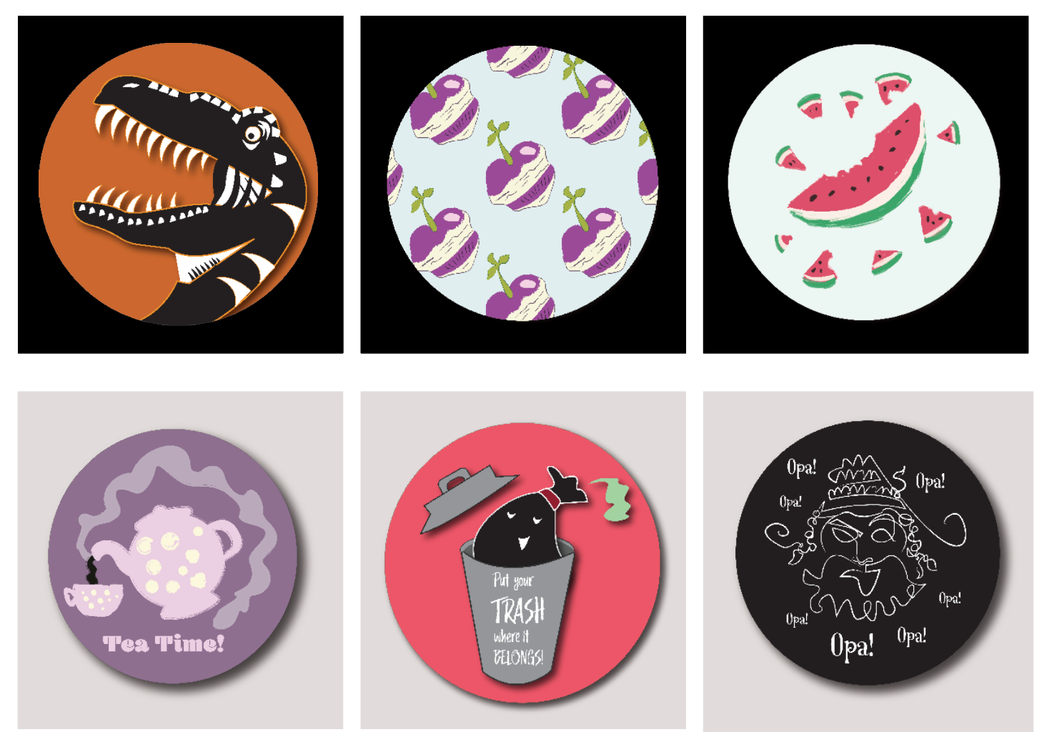 A series of quick graphic icons based on random themes