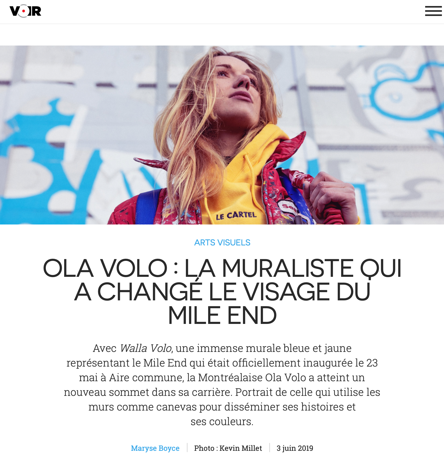 https://voir.ca/arts-visuels/2019/06/03/ola-volo-la-muraliste-qui-a-change-le-visage-du-mile-end/?fbclid=IwAR1BLQoHgC88pFw9tcsGXATxzcfkWOi0vCJ96UmDWzpjOeNJTVp3D4YdKhc