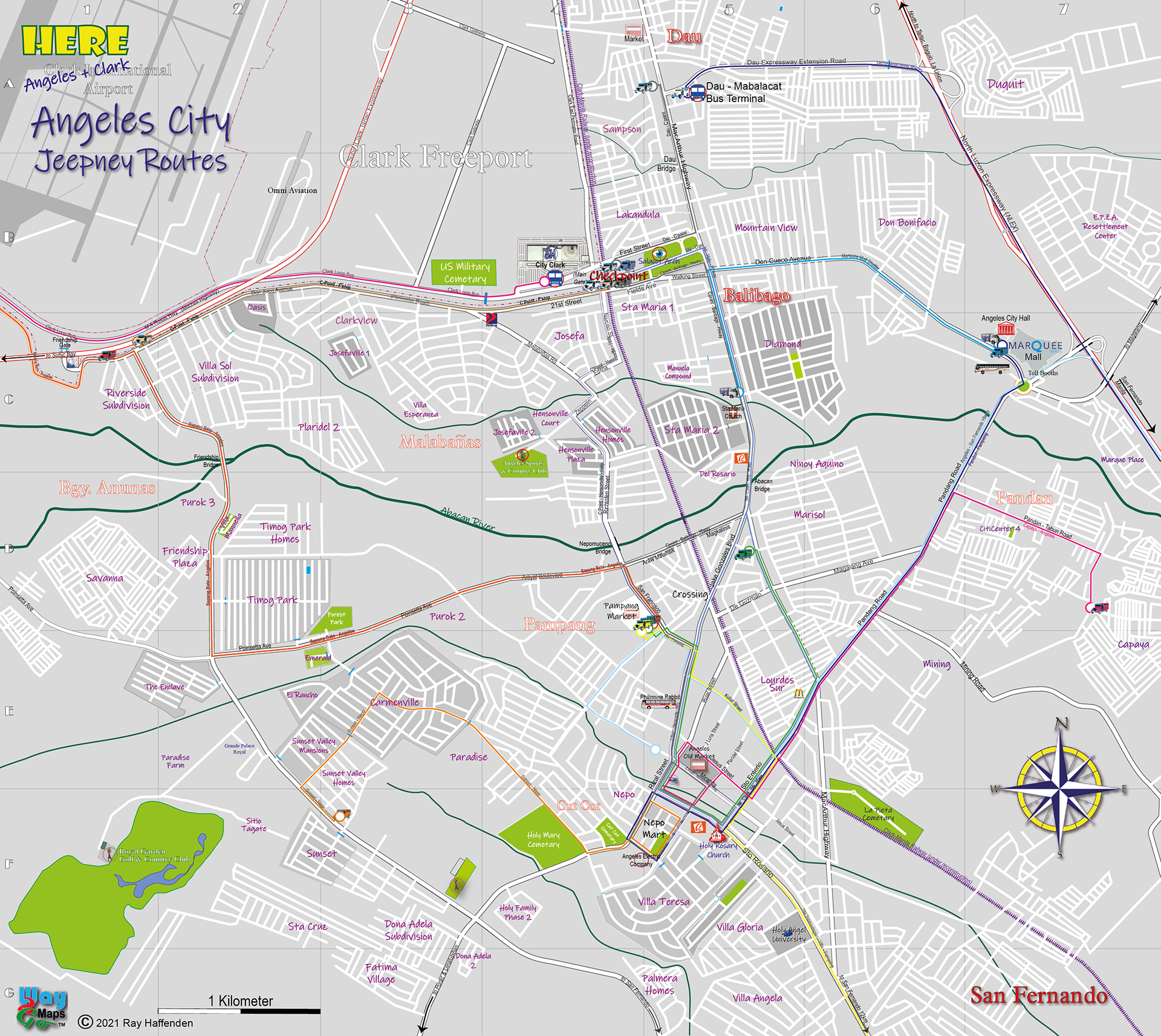 Angeles City, Pampanga, Philippines Jeepney Route Map