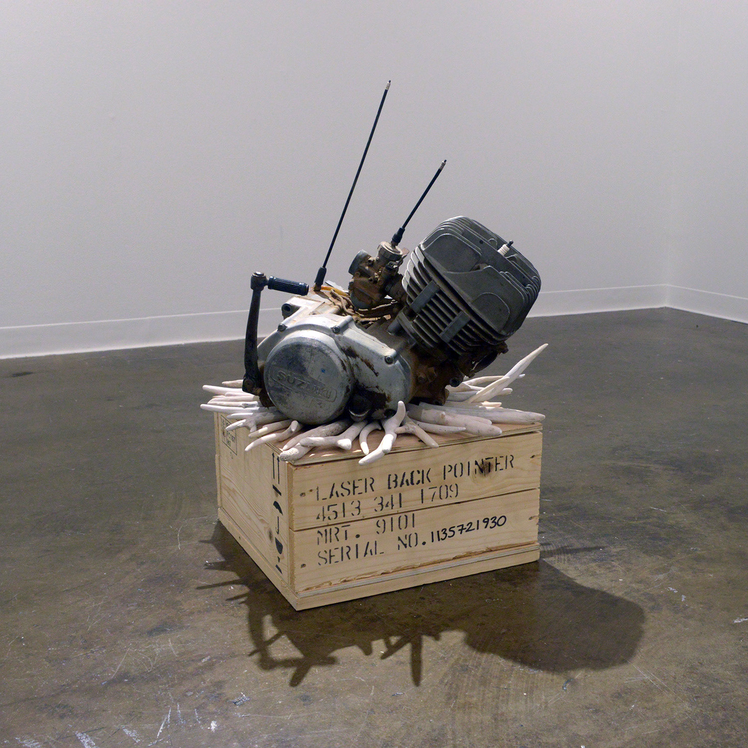 Totem: Disillusion of the Idol - found motor, wood, paint