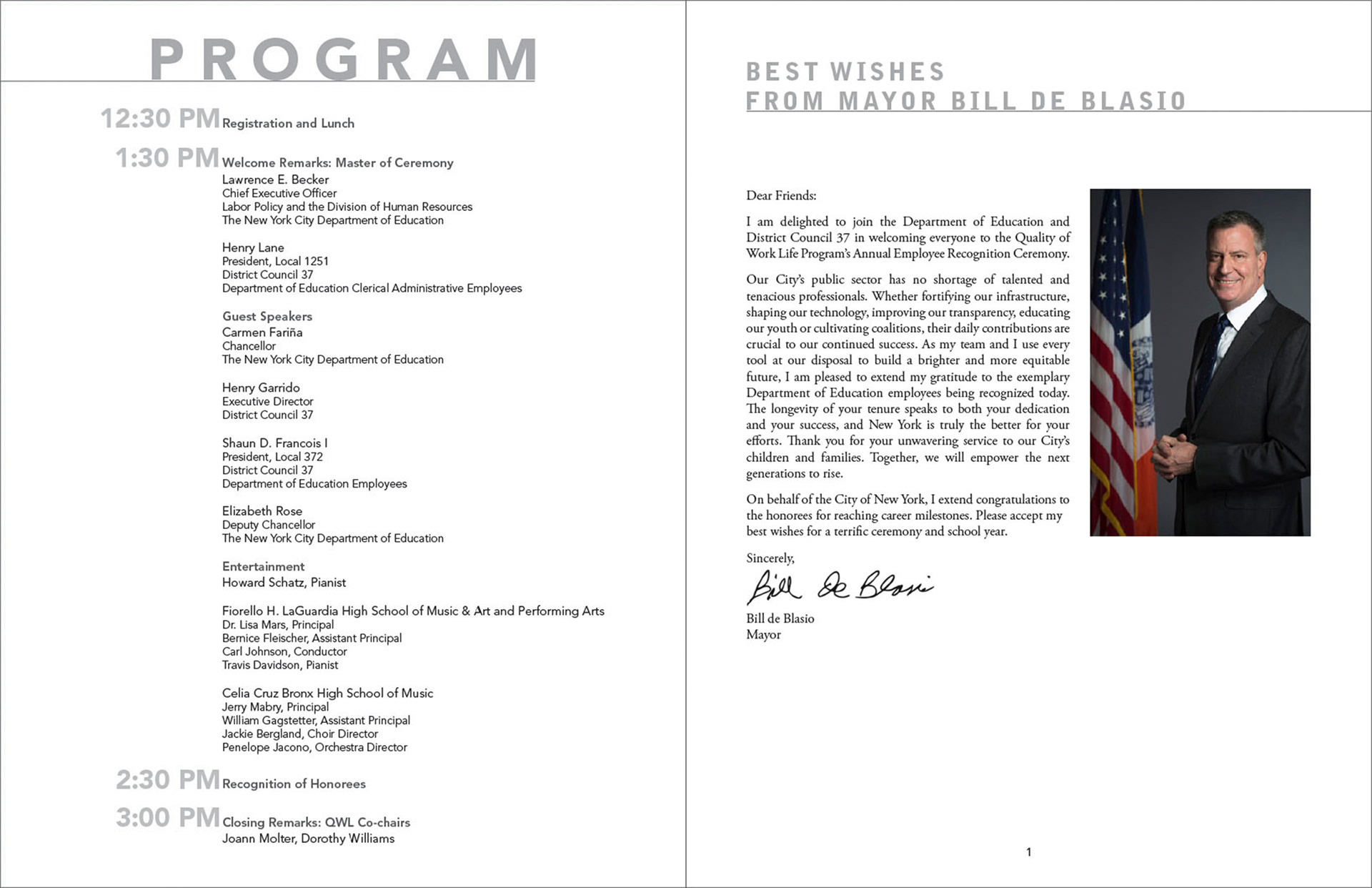 Tobey Hartman Design Graphic Designer Quality Of Work Life Annual Ceremony Program