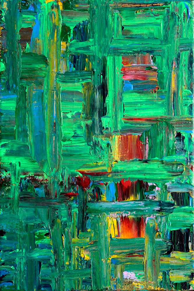 Ventanas rojas, acrílico sobre lienzo, 24x16 cm, 100 €