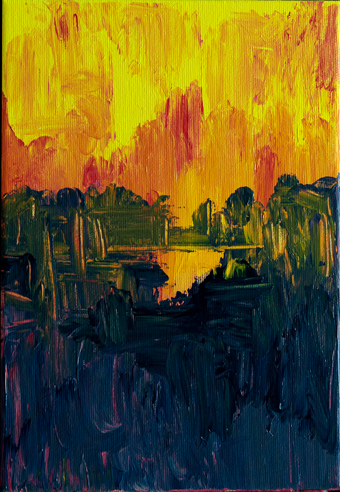 Sun, acrylic on canvas, 27x19 cm, 120 €