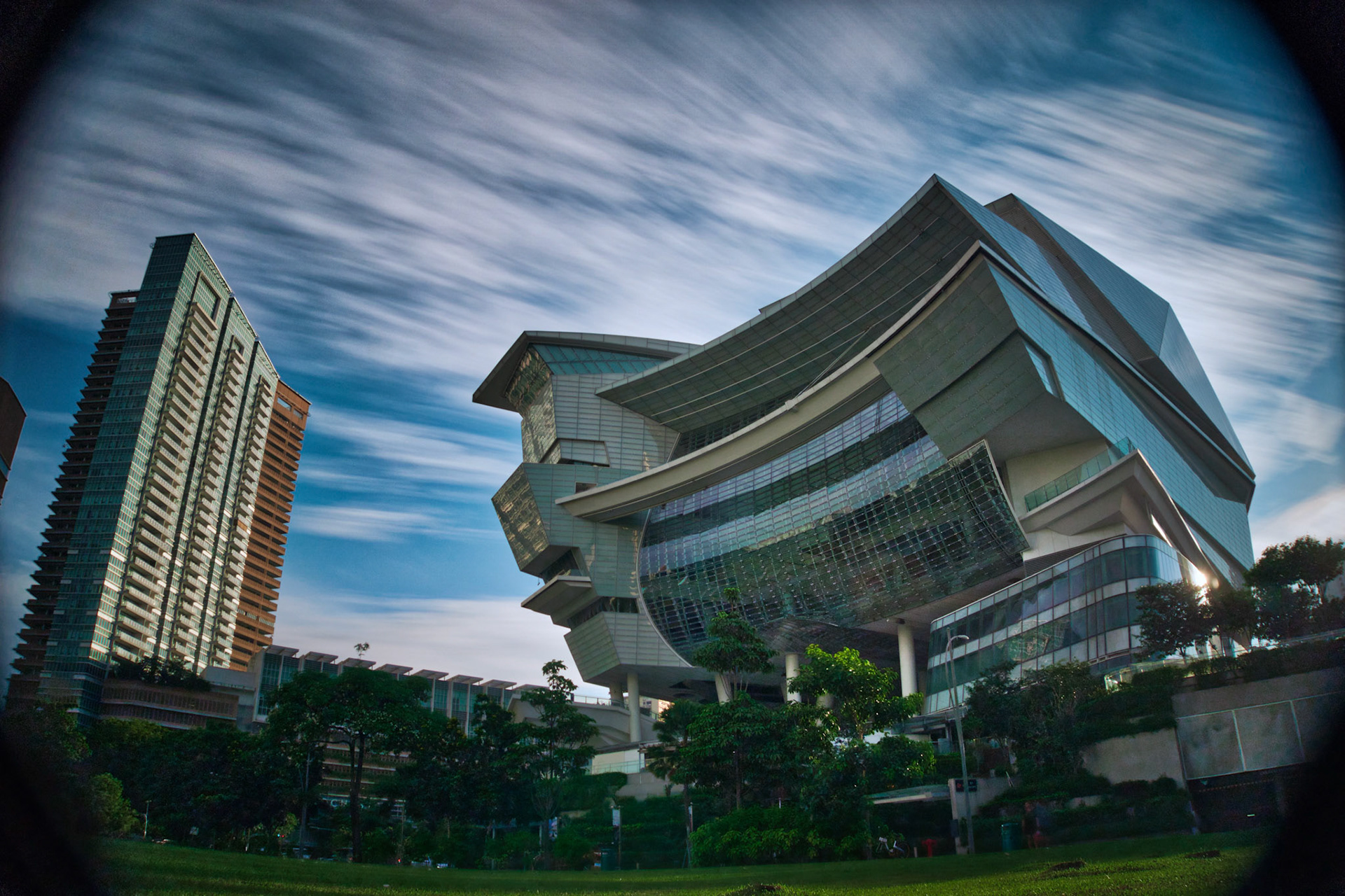 The Star building in Buona Vista, Singapore. This imposing structure amazed me when I saw it for the first time. Looking up at it from the ground, you really feel its presence.