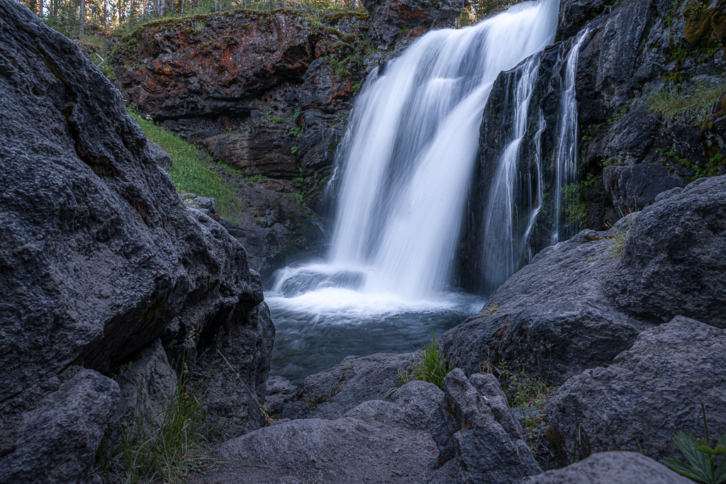 Picture of a waterfall in Yellowstone called Moose Falls. Scott Campbell Photography MT