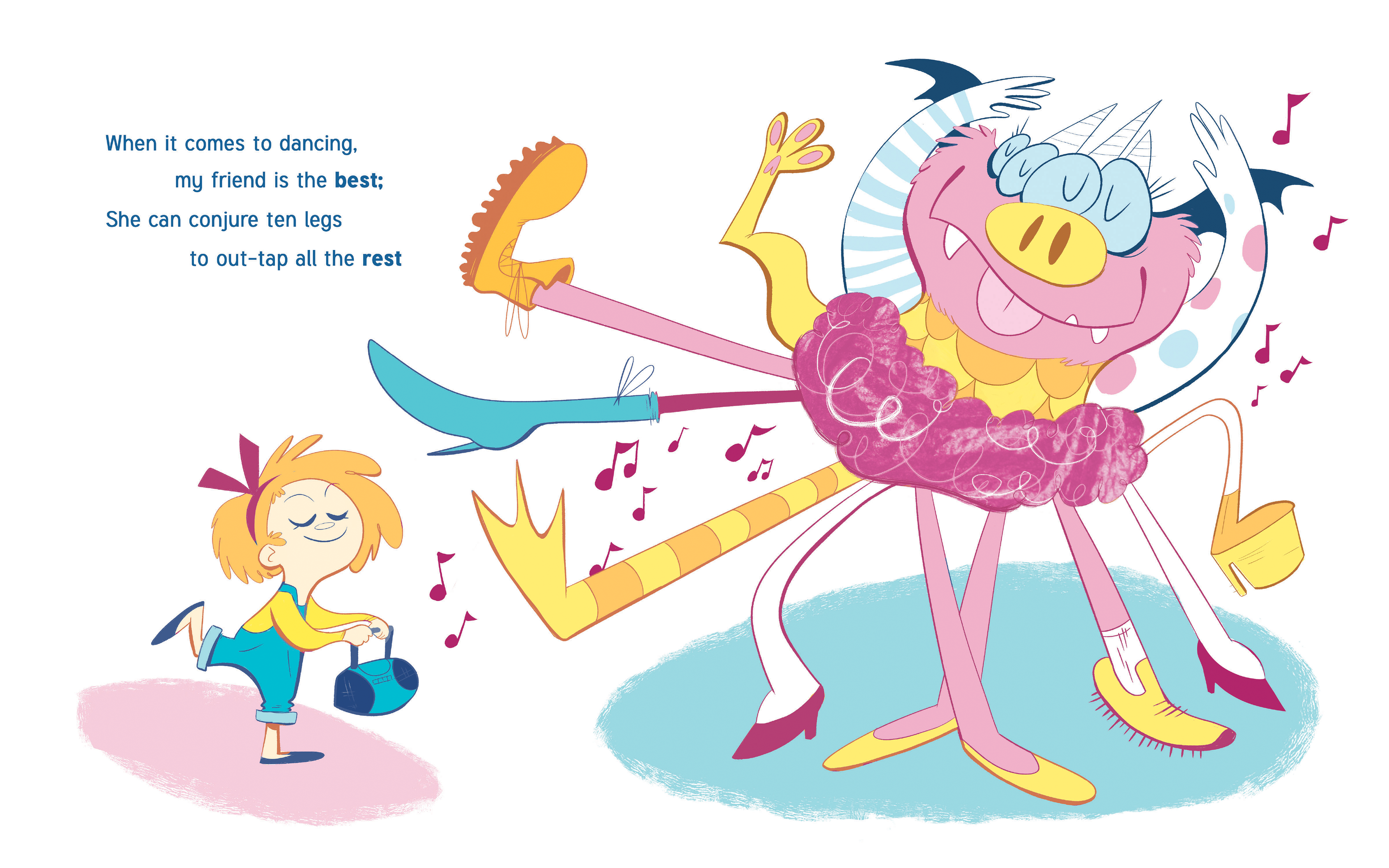 "Winona and the Whatchamacallit". Spreads for personal children's book project. 1 of 2.