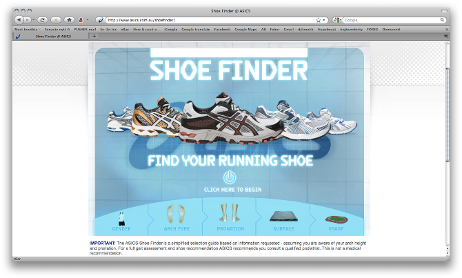 MGD Creative Asics Shoe Finder