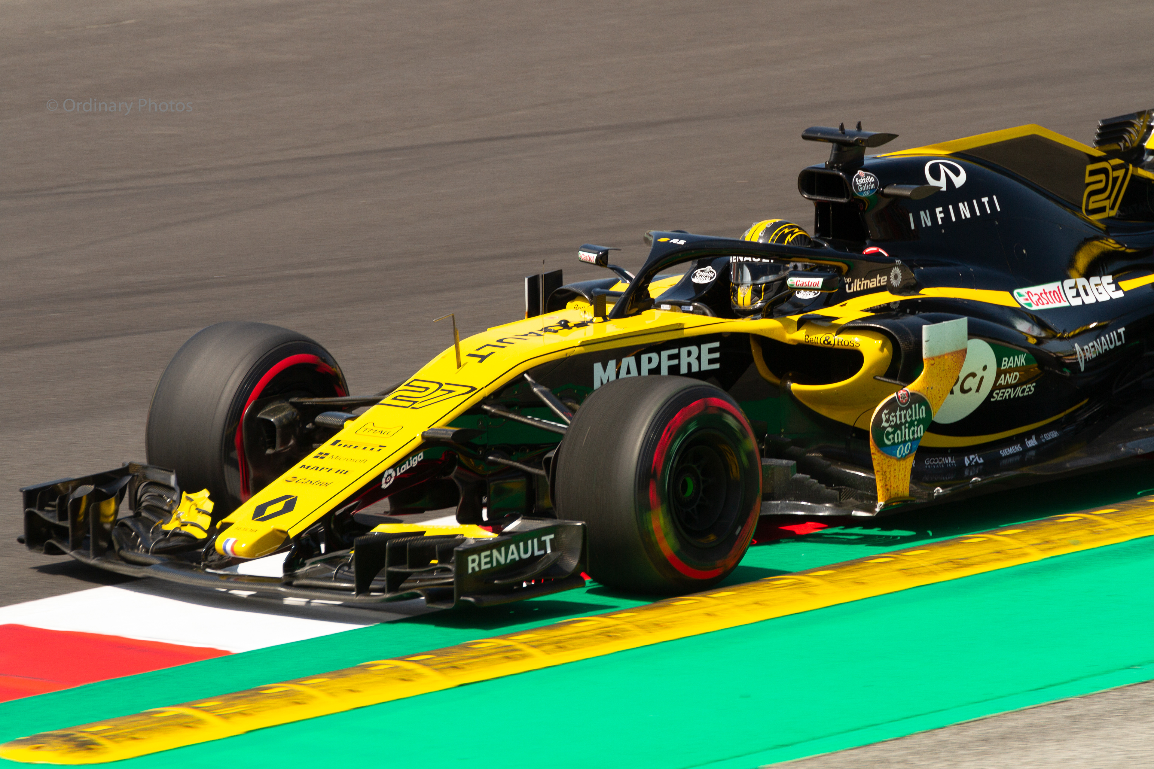 Nico Hülkenberg in de Renault tijdens Grand Prix op het circuit van Barcelona in 2018