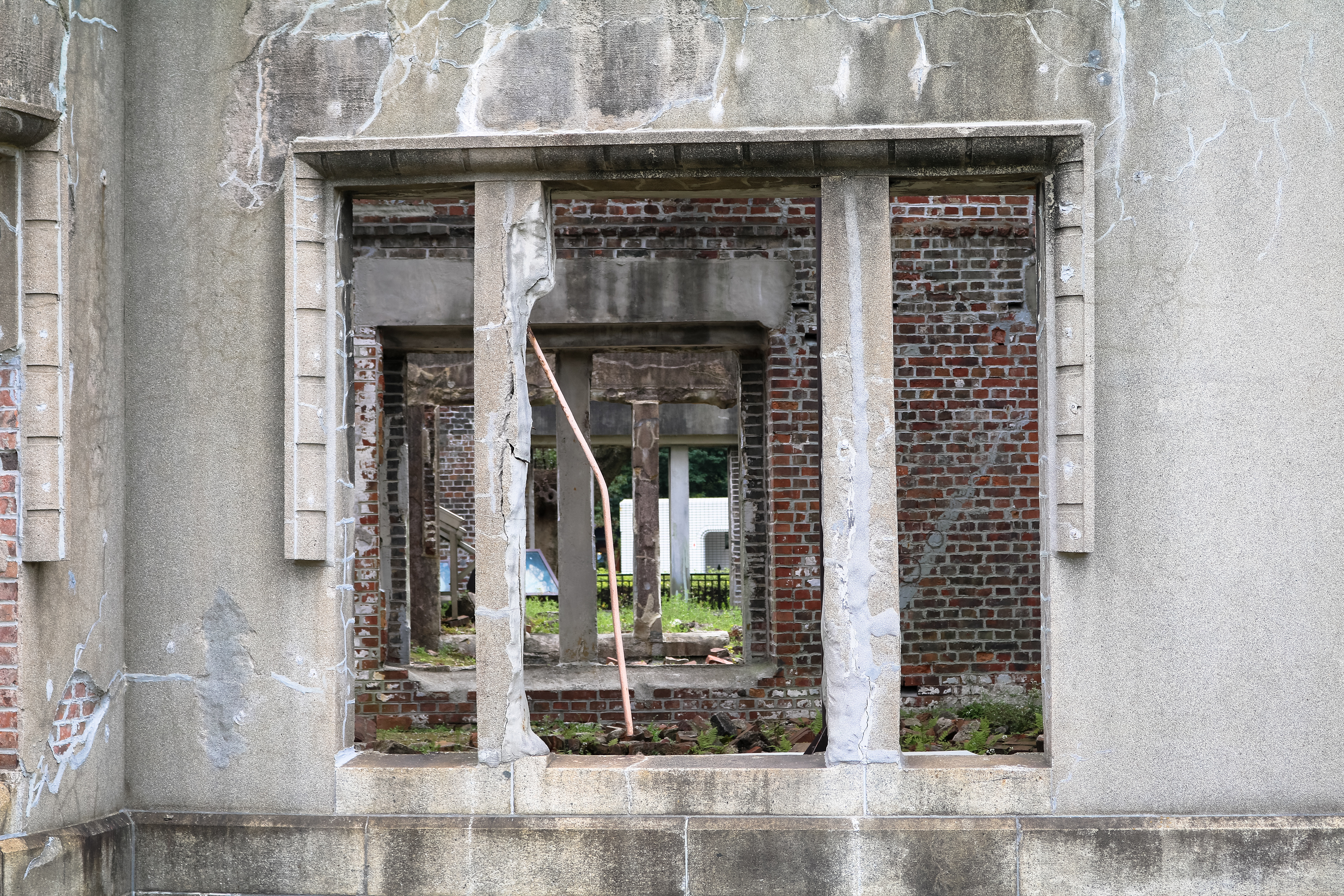 A view through the windows of Genbaku dome, Japan, 2017
