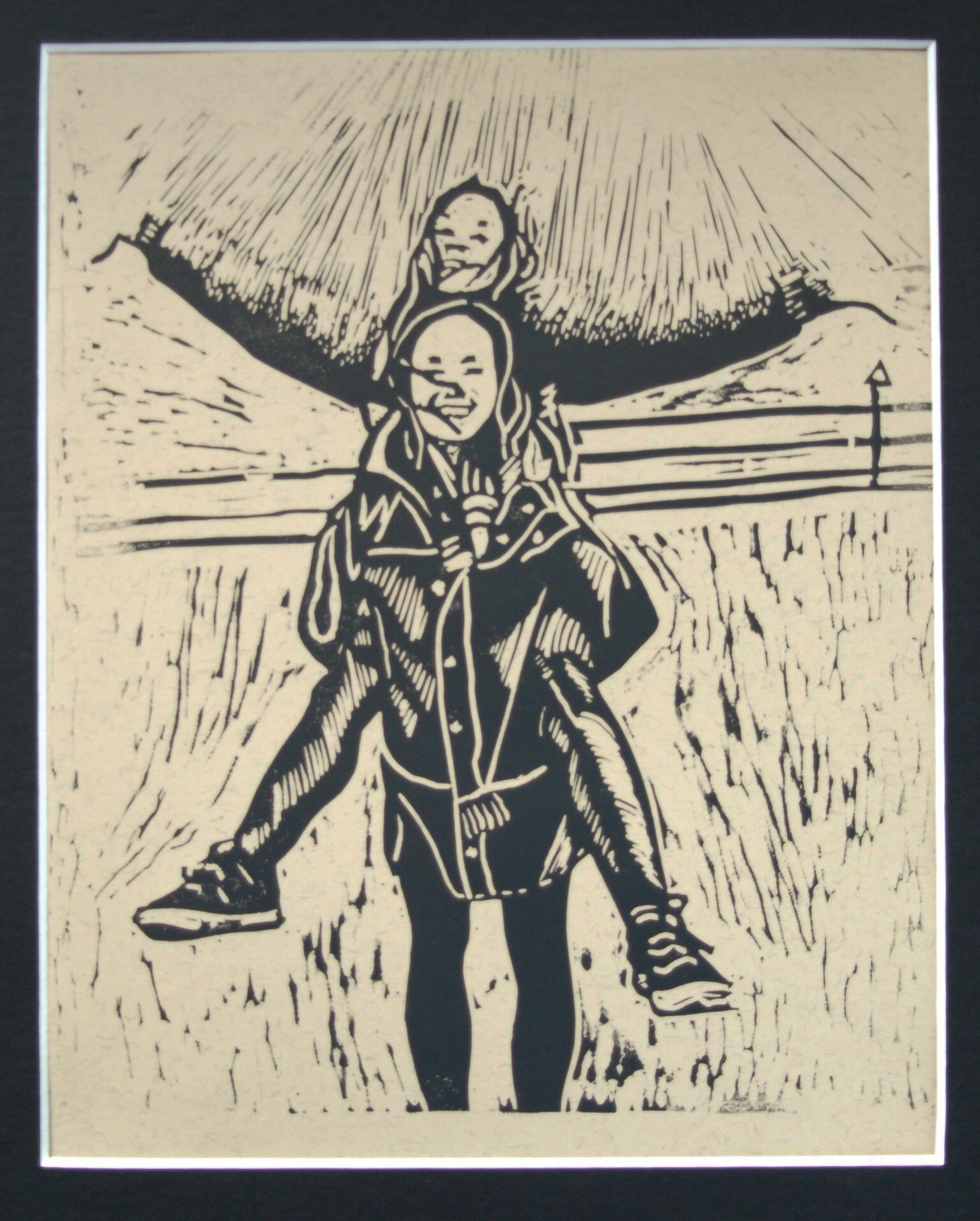 black on beige paper