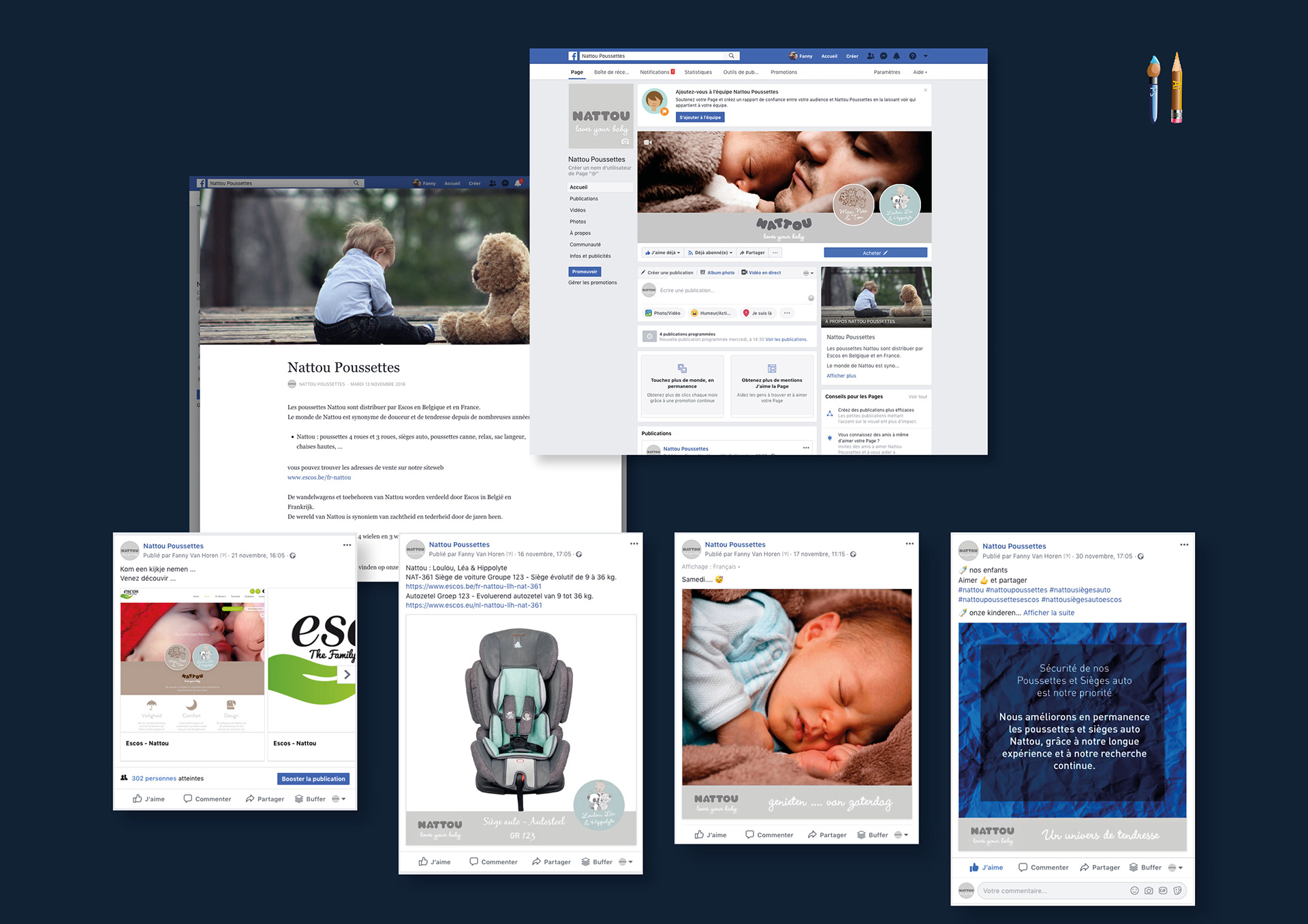 Escos Nattou FaceBook layouts posts and final