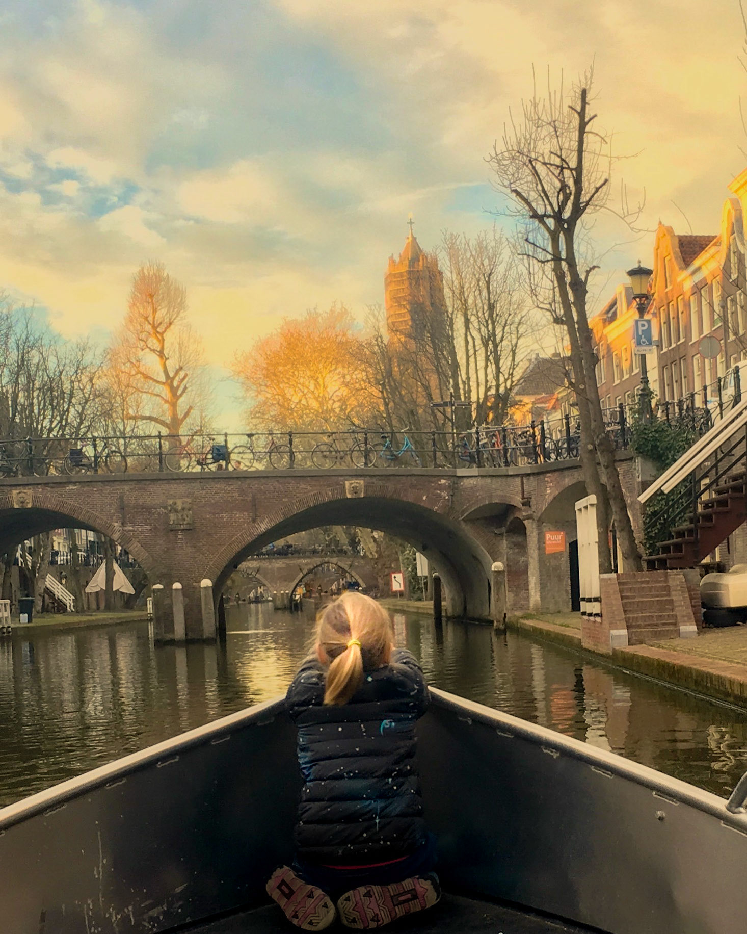 Utrecht canal view from a boat