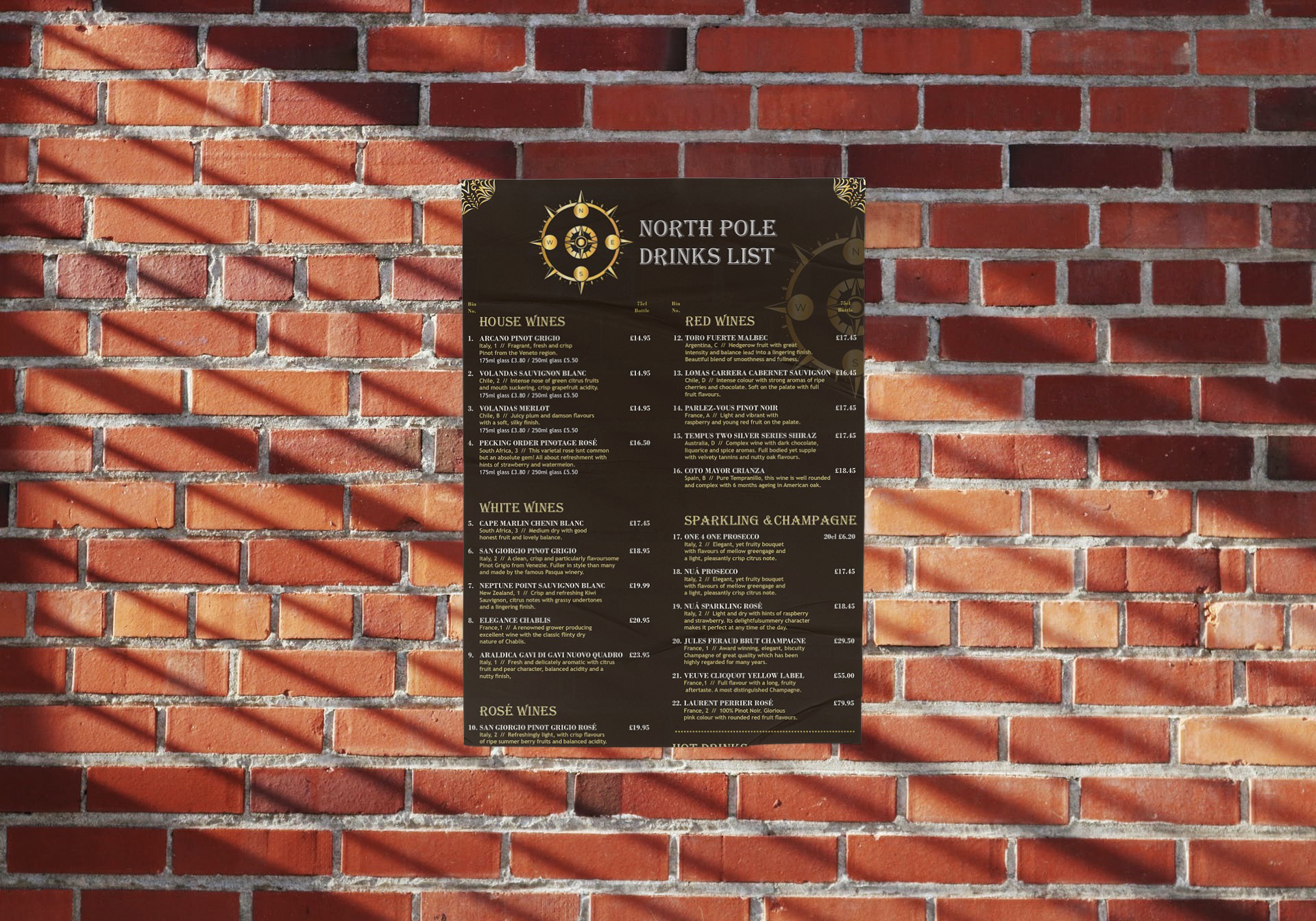 Hills Prospect Poster Drinks Menu