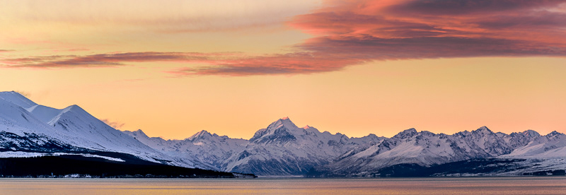 Last light on Aoraki - South Canterbury