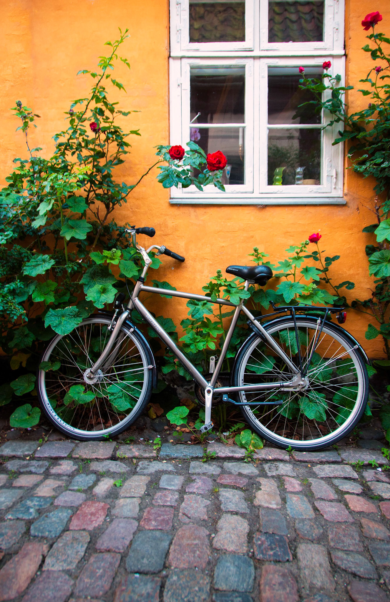 Bike Against an Orange Wall - Helsingor Denmark