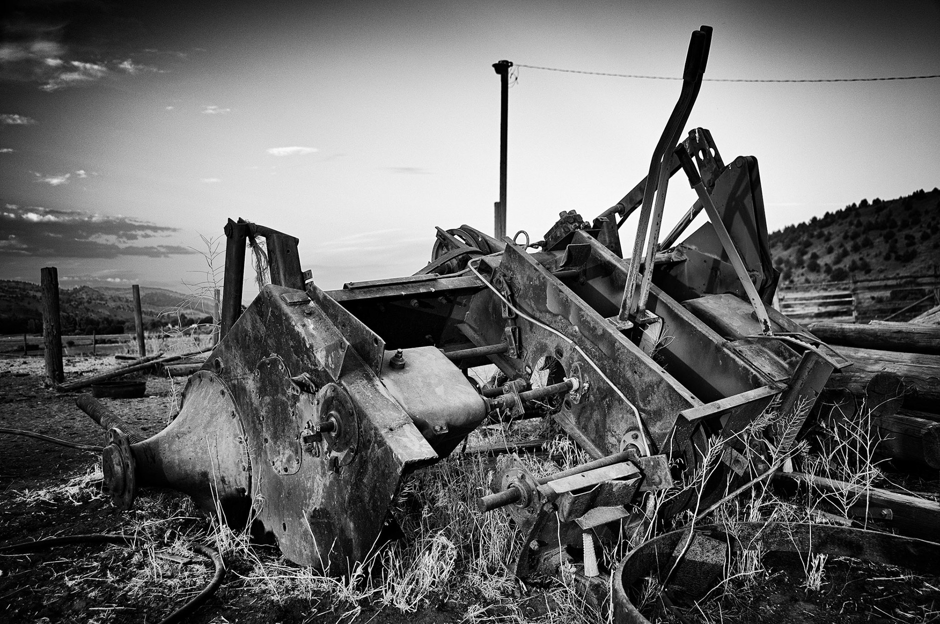 This is an old Hay Swather the was abandon and used for spare parts, on a ranch in Mount Vernon Oregon