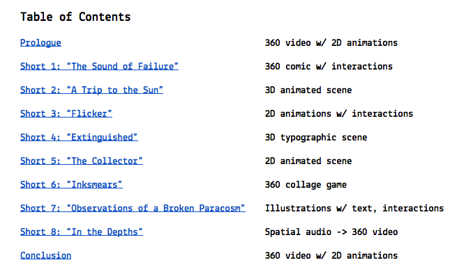 Initial story outline, featuring many of the same interaction concepts and a totally different narrative.