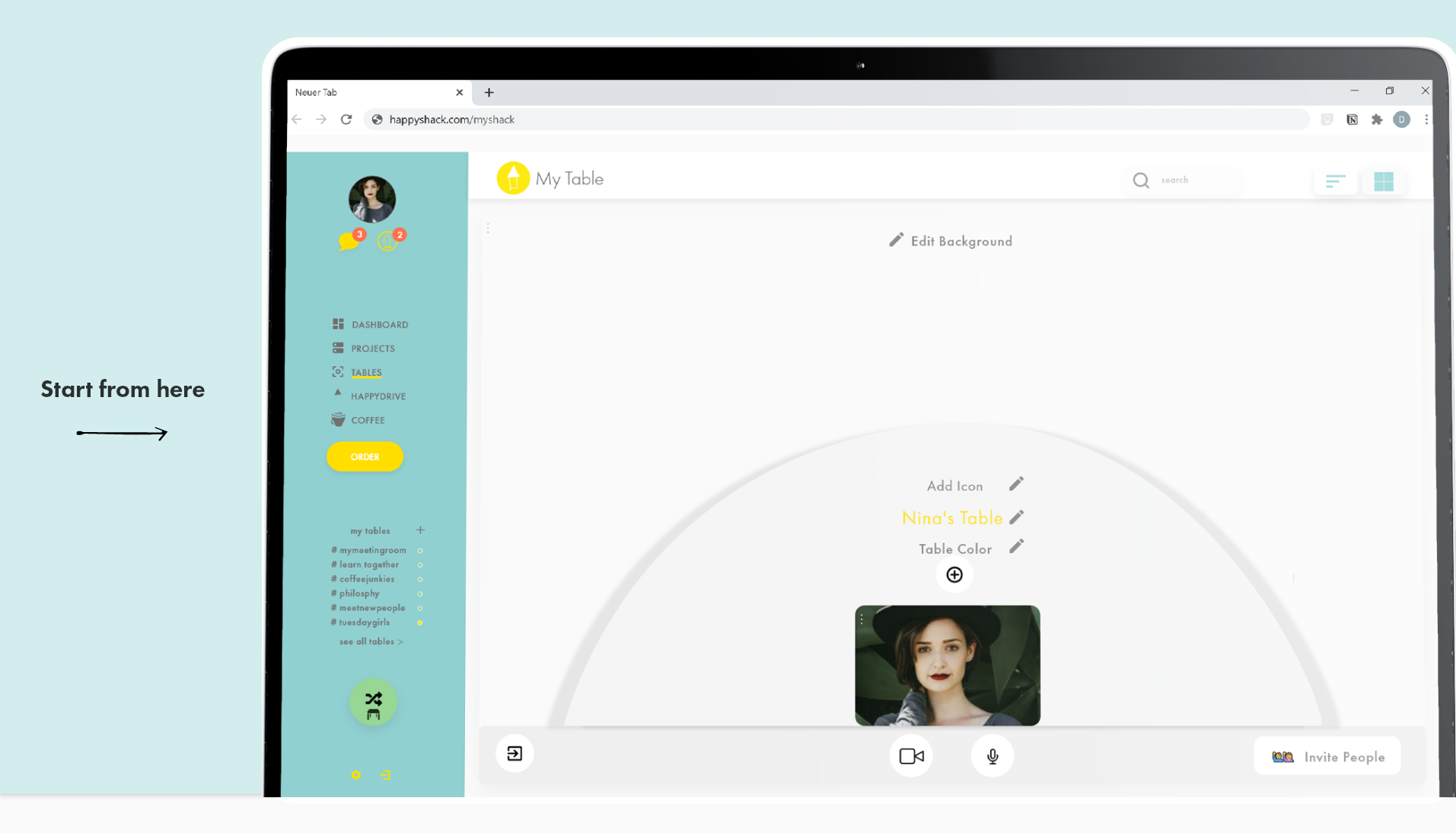 Create your own table Site Mockup Laptop