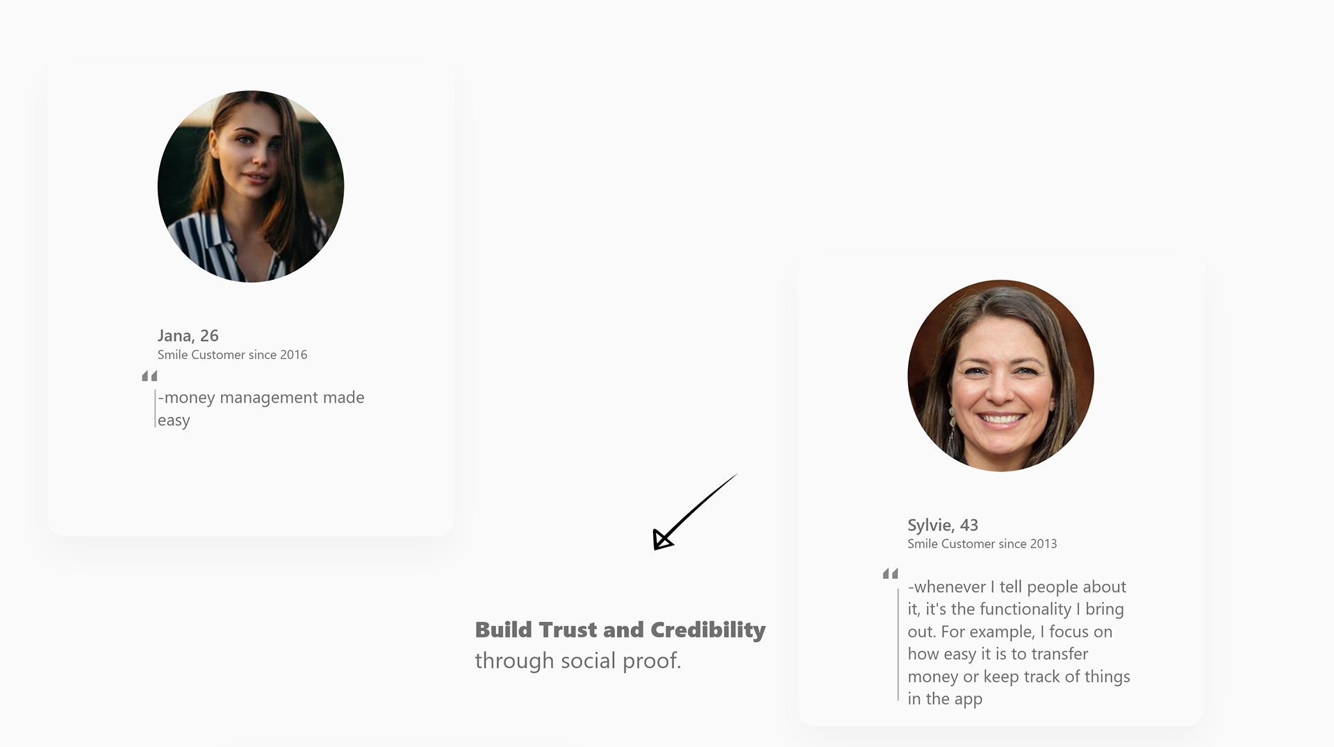 Testimonials to build trust and credibility